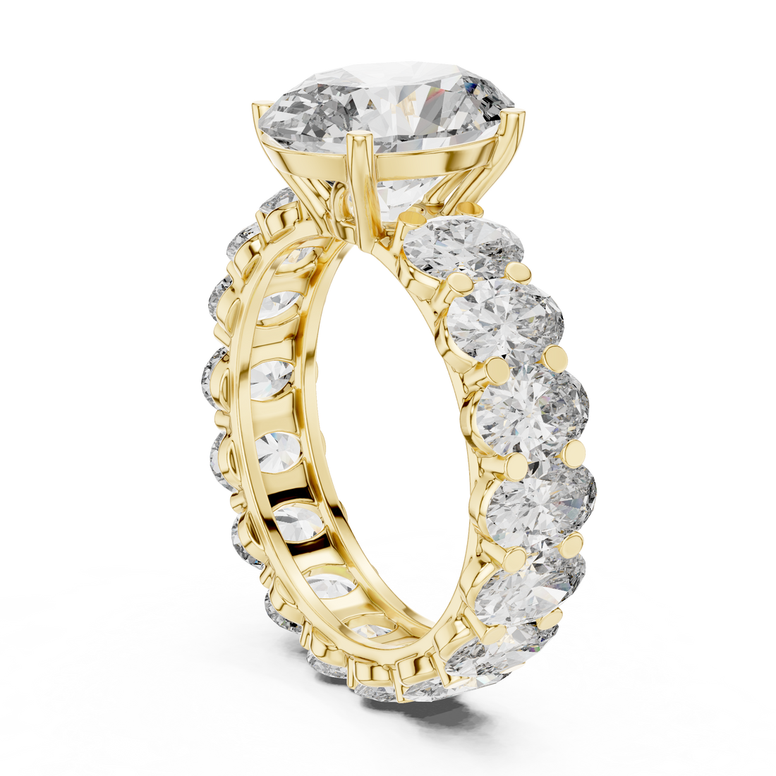 Oval Brilliant Moissanite VVS1 Eternity Engagement Ring