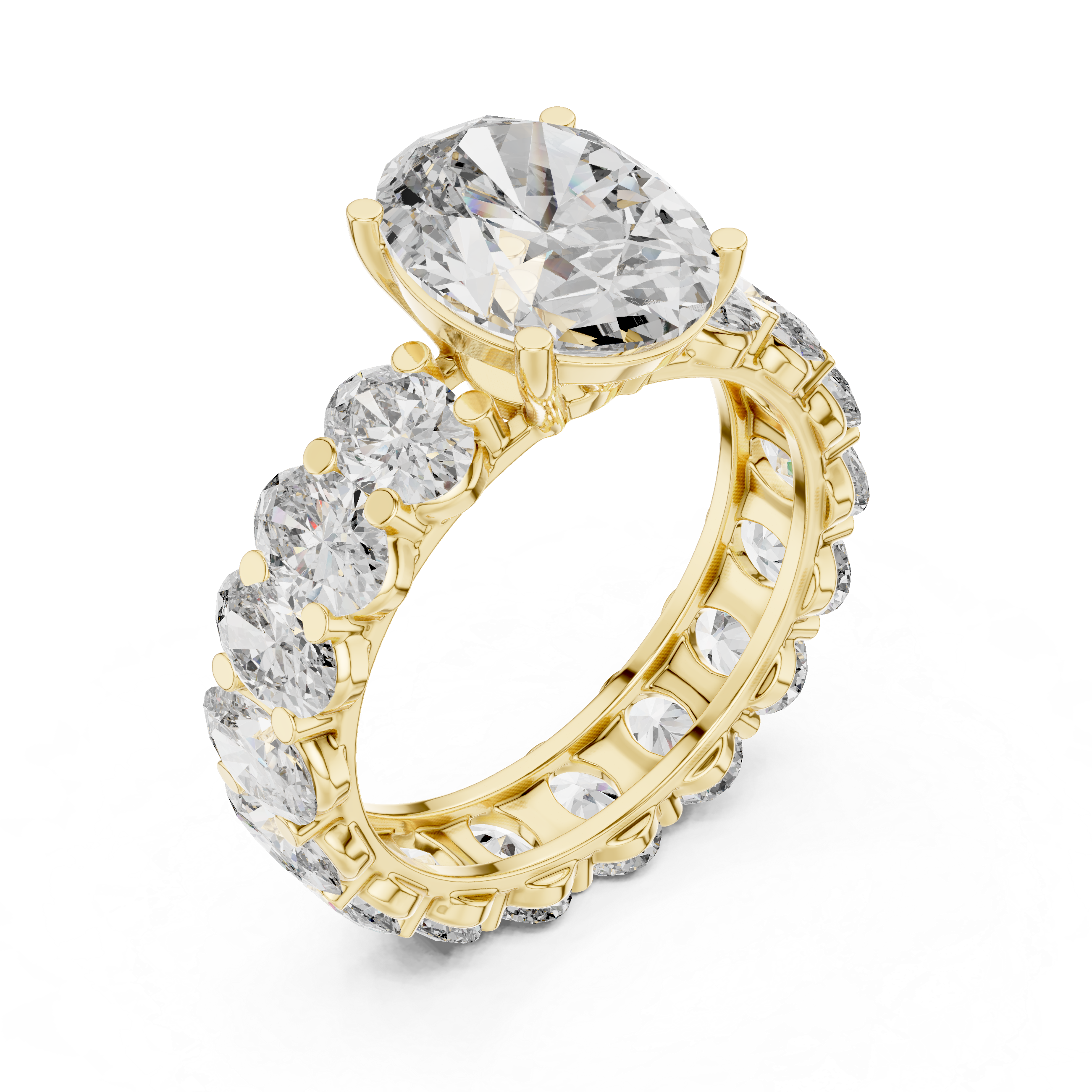 Oval Brilliant Moissanite VVS1 Eternity Engagement Ring