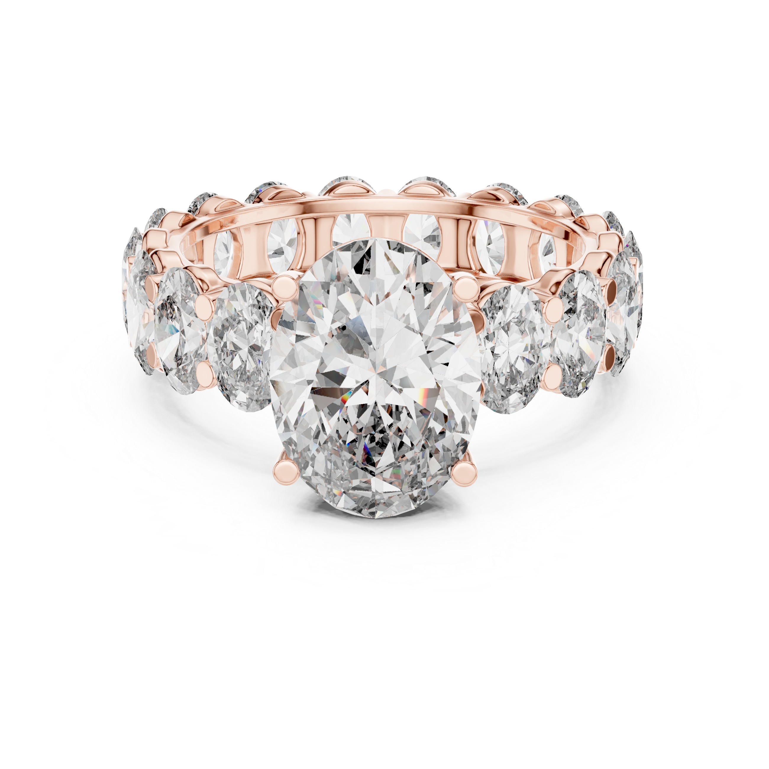 Oval Brilliant Moissanite VVS1 Eternity Engagement Ring