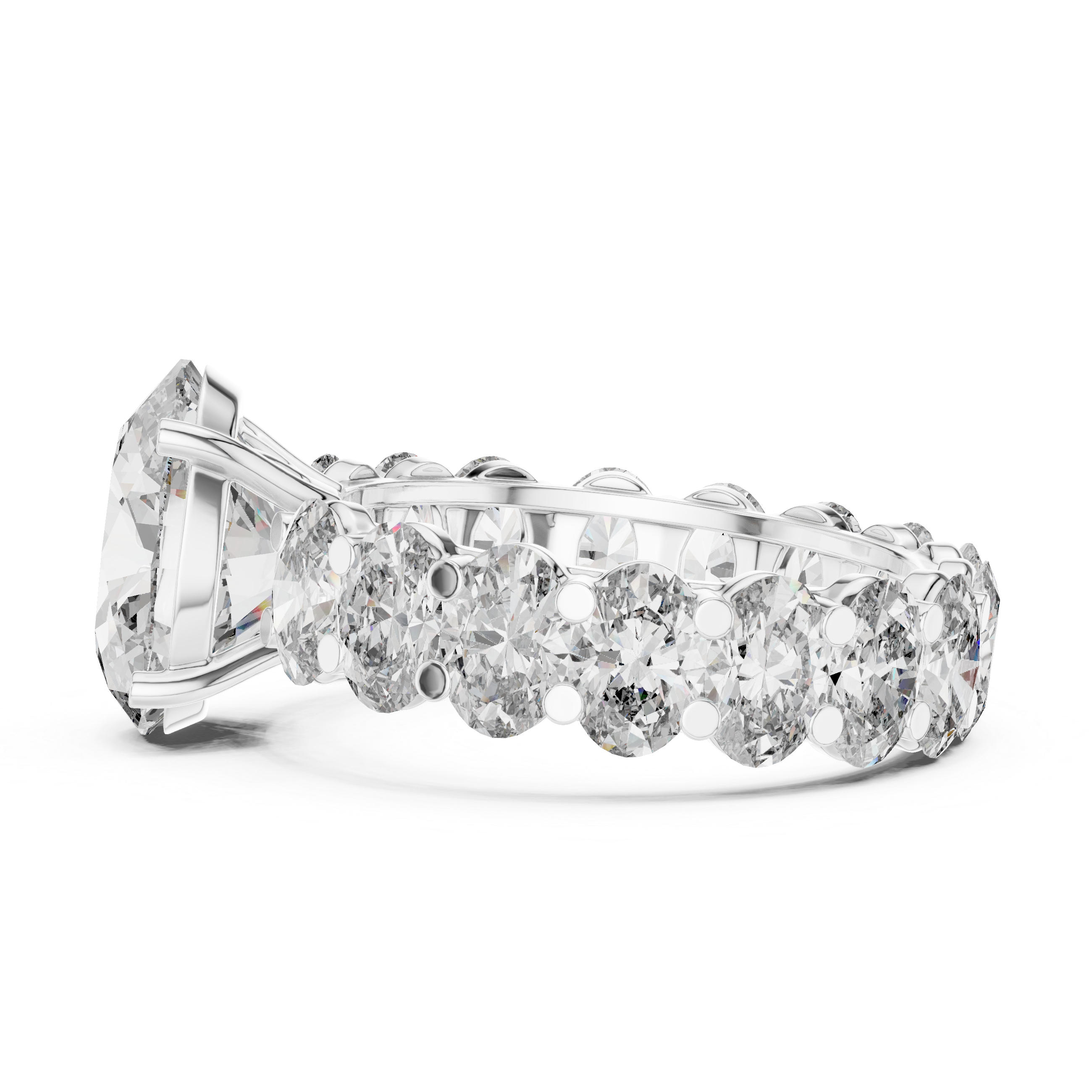 Oval Brilliant Moissanite VVS1 Eternity Engagement Ring