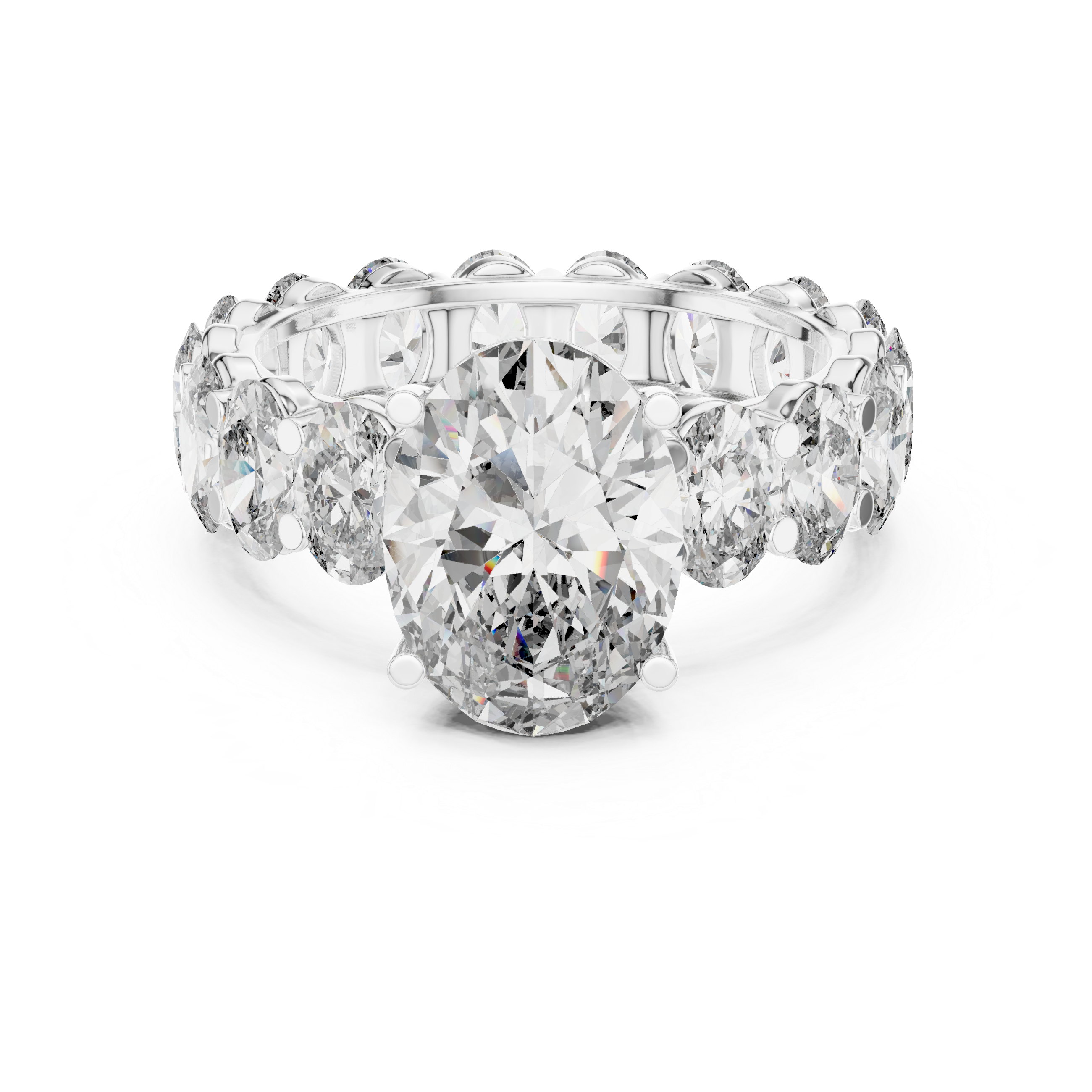 Oval Brilliant Moissanite VVS1 Eternity Engagement Ring