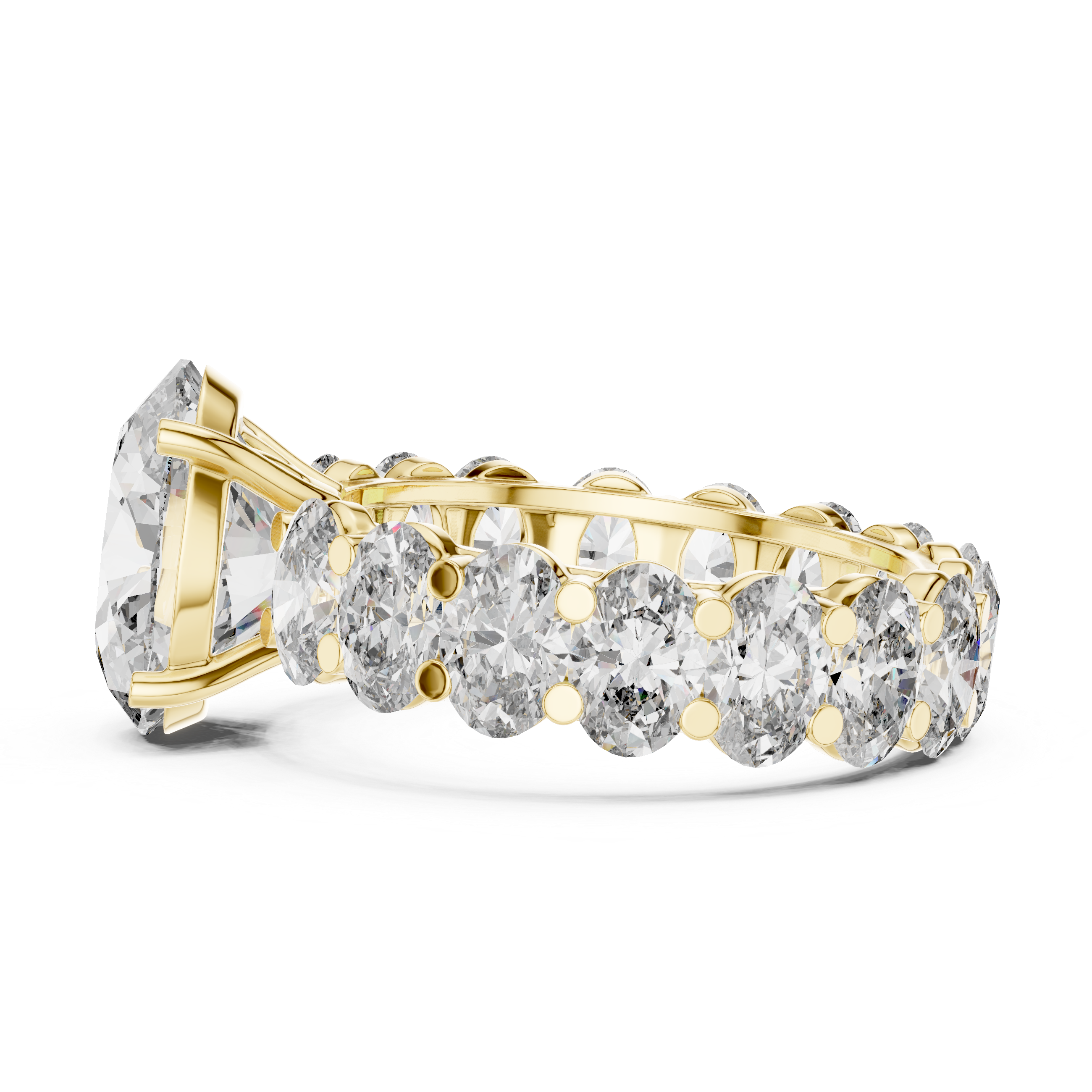 Oval Brilliant Moissanite VVS1 Eternity Engagement Ring
