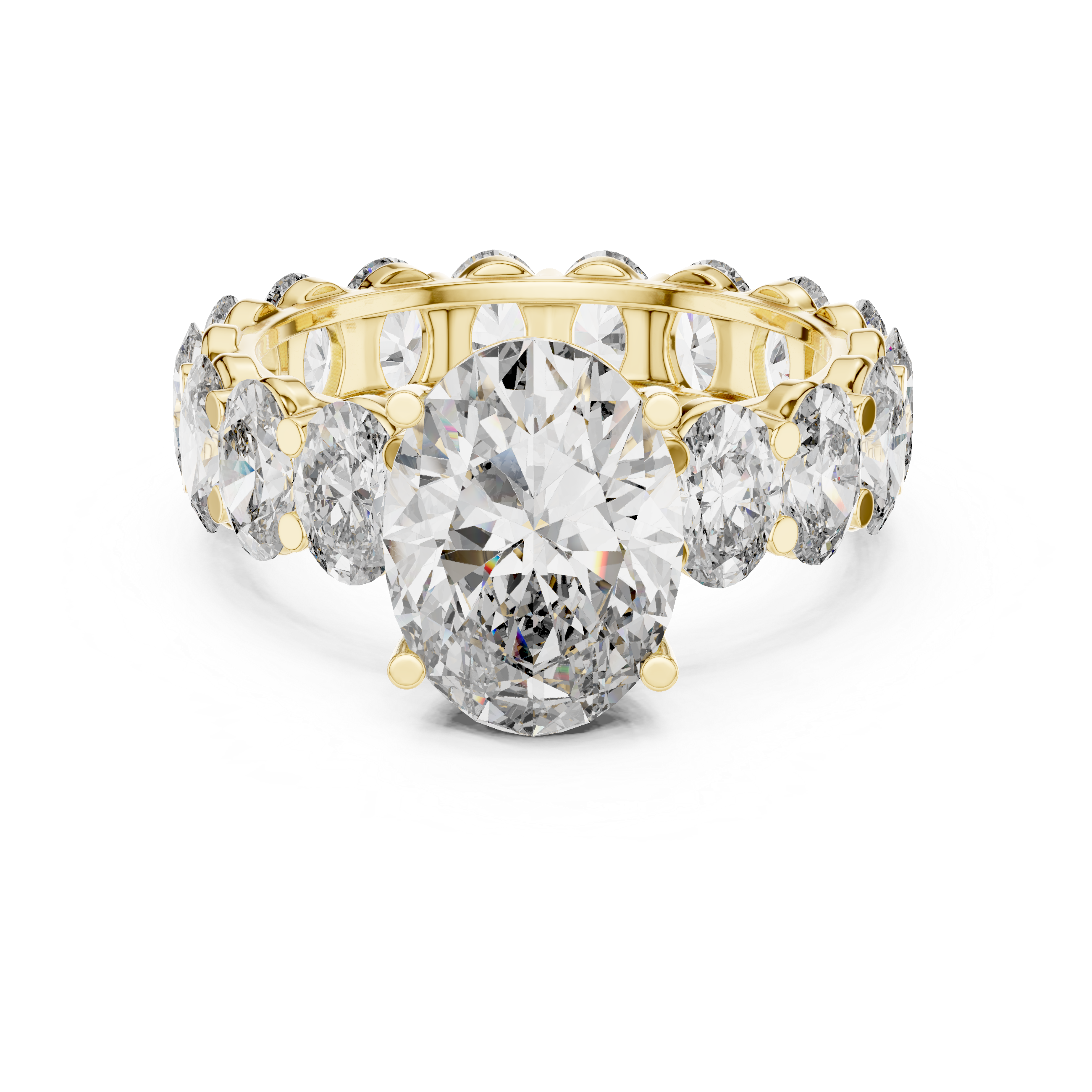 Oval Brilliant Moissanite VVS1 Eternity Engagement Ring