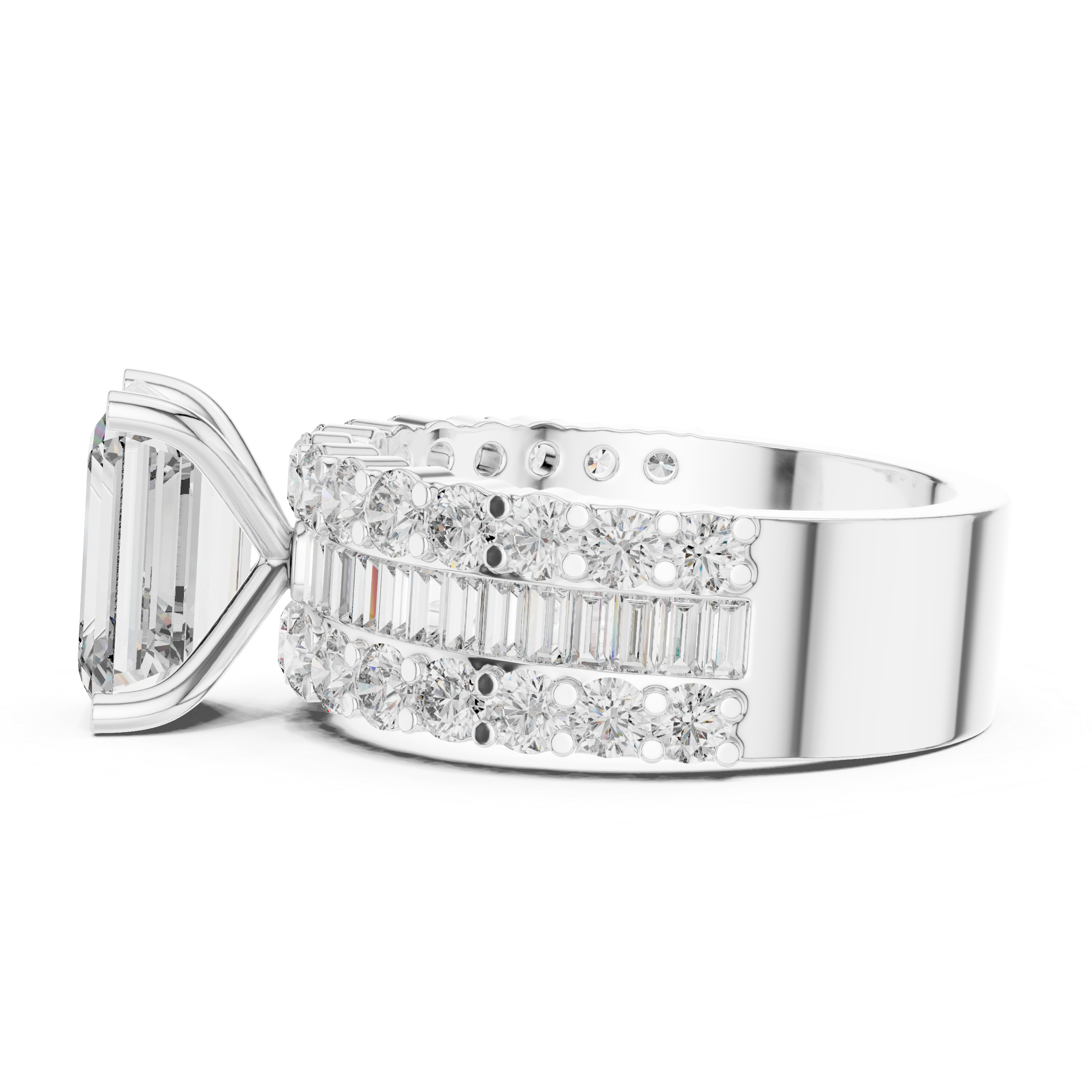 Emerald Brilliant Moissanite VVS1 Eternity Engagement Ring