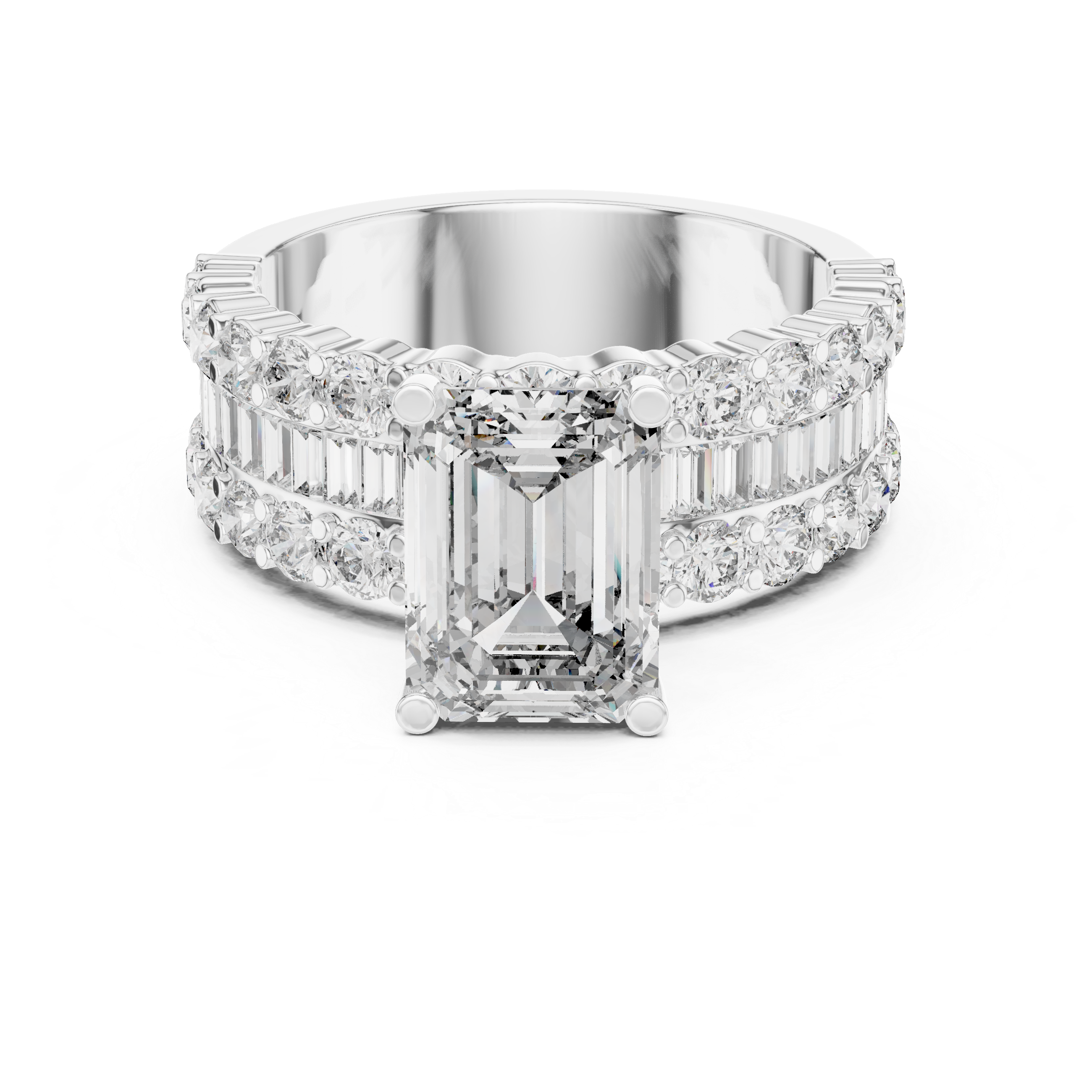 Emerald Brilliant Moissanite VVS1 Eternity Engagement Ring
