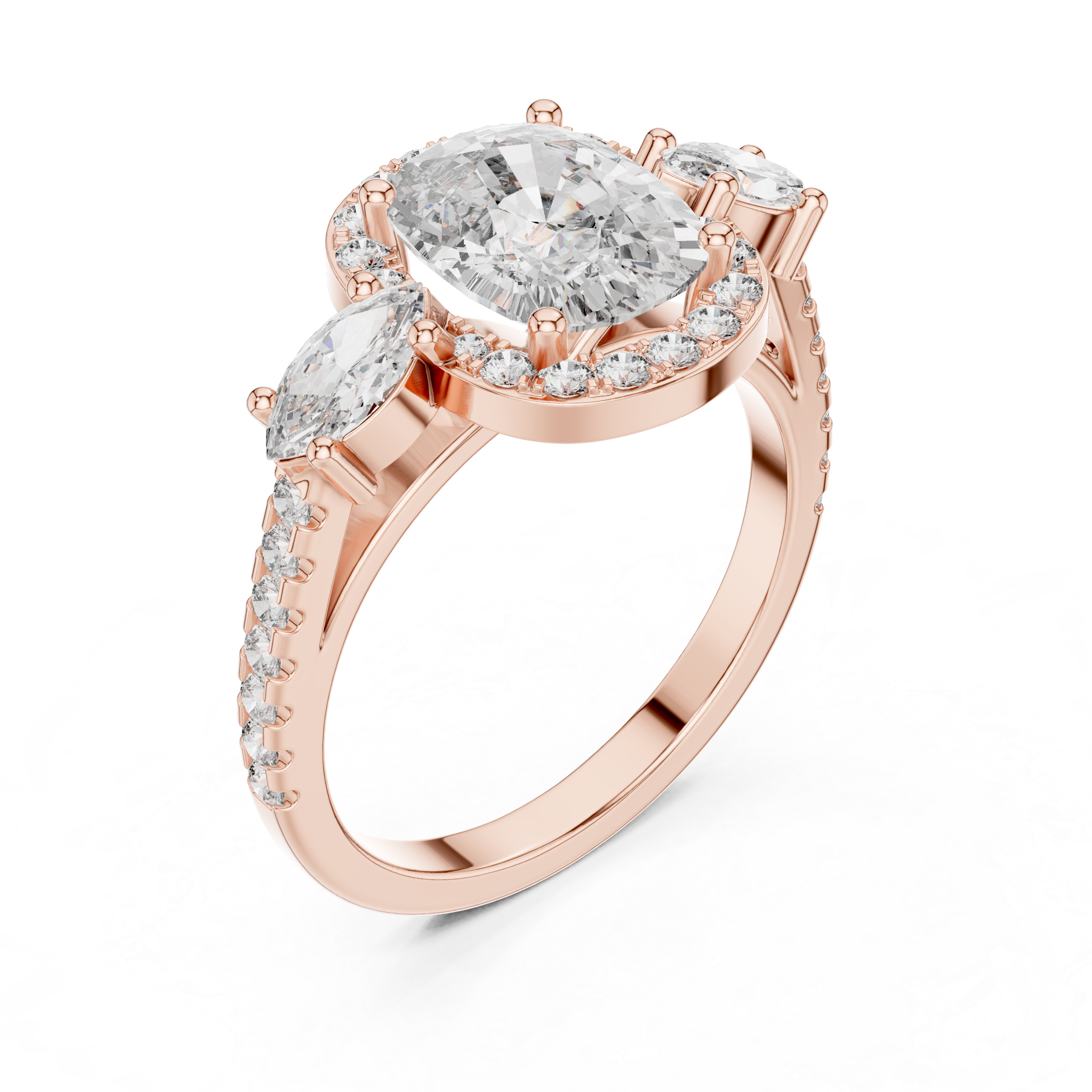 Oval & Marquise Brilliant Moissanite VVS1 Eternity Engagement Ring