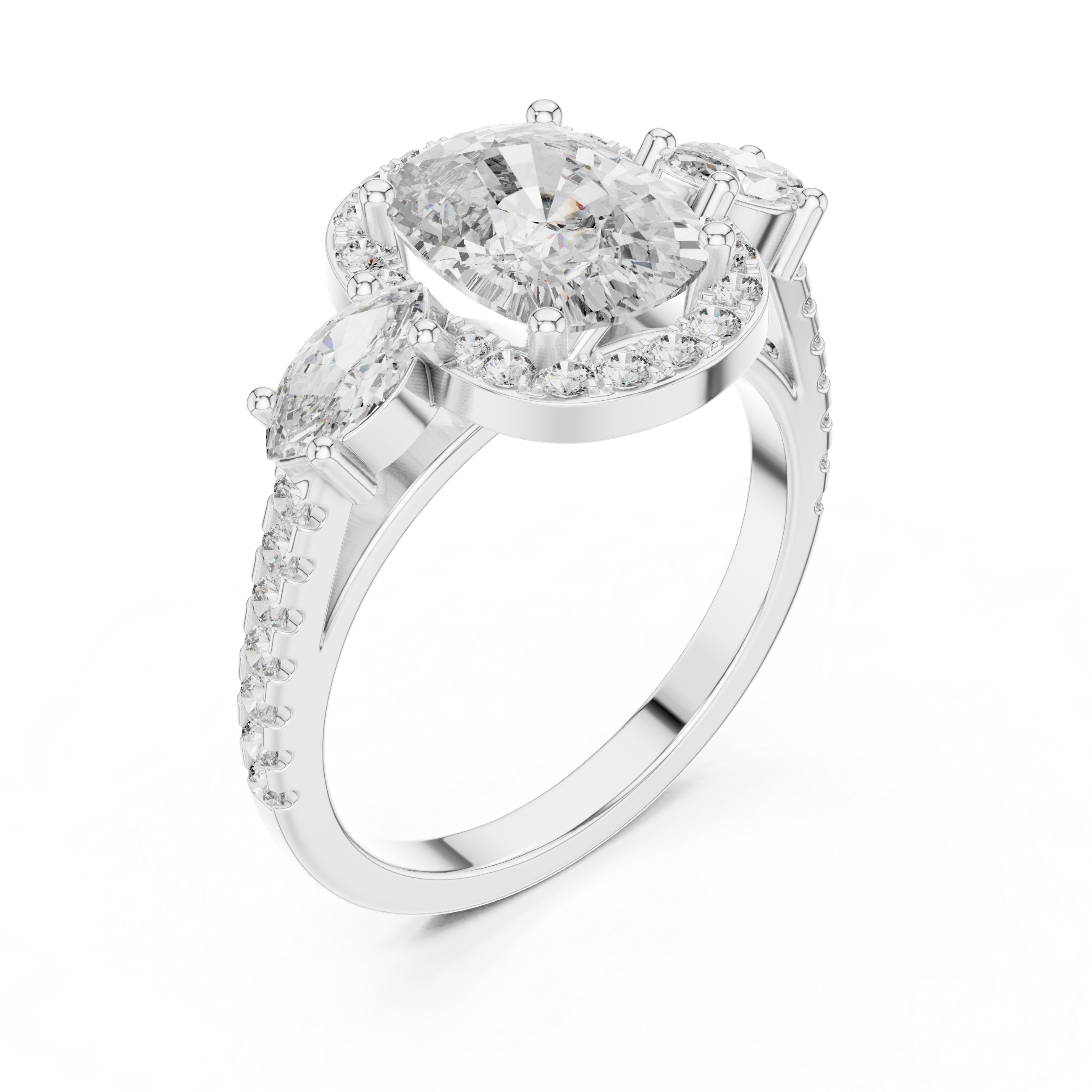 Oval & Marquise Brilliant Moissanite VVS1 Eternity Engagement Ring