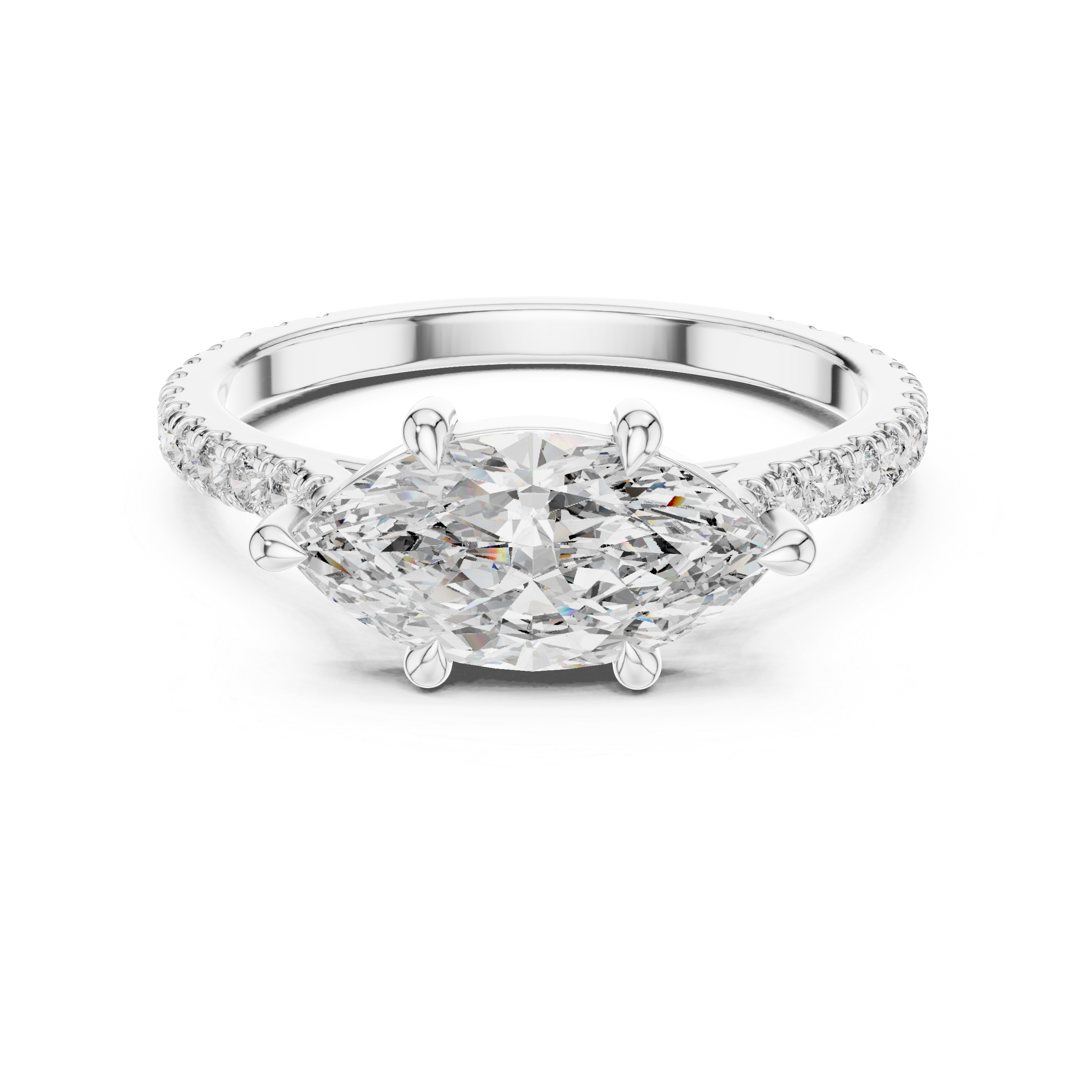 Marquise And Round Cut Brilliant Moissanite VVS1 Eternity Engagement Ring