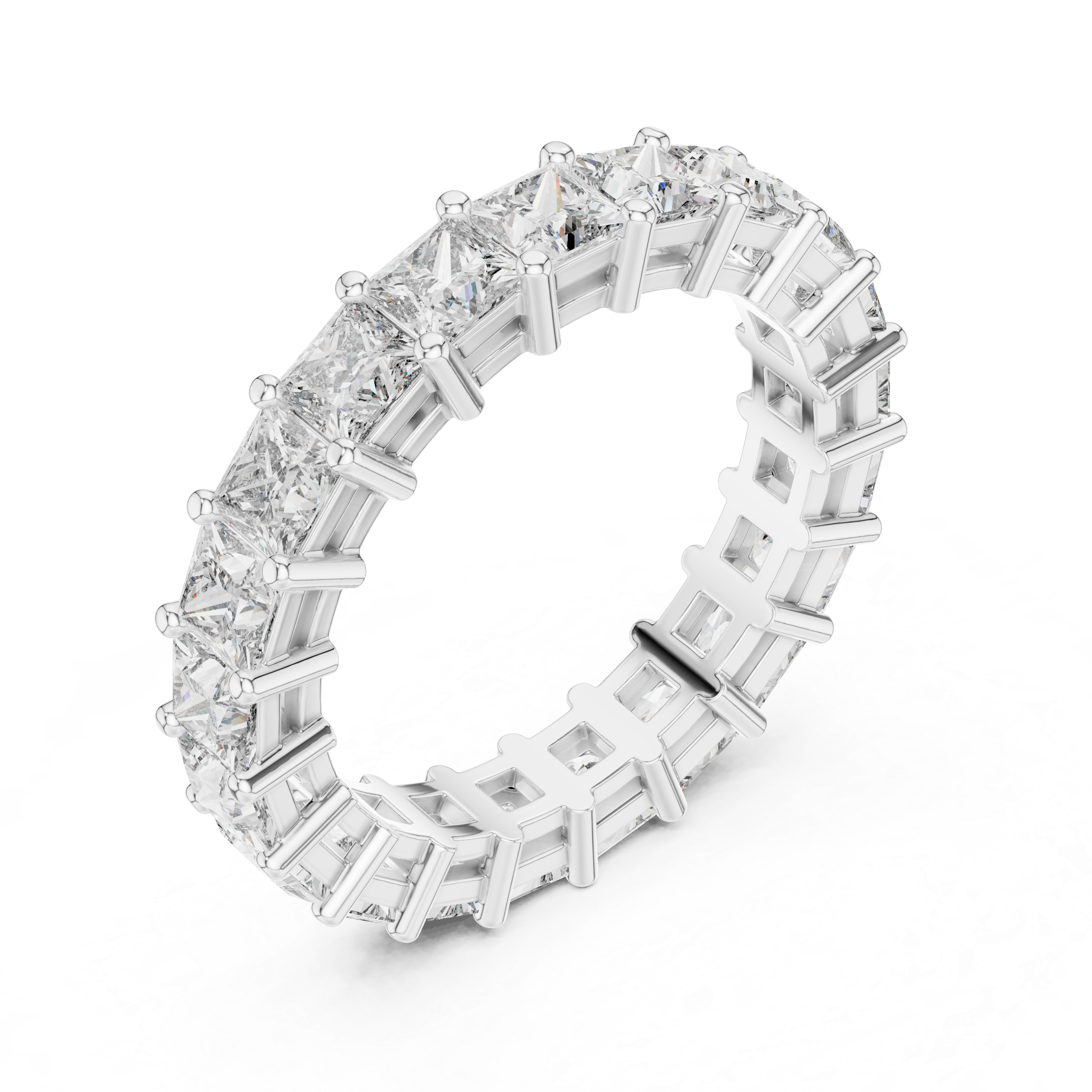 Princess Cut Brilliant Moissanite VVS1 Eternity Band