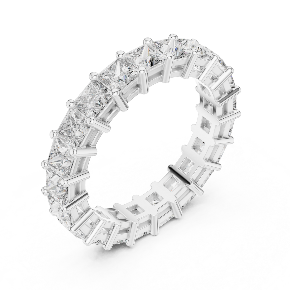 Princess Cut Brilliant Moissanite VVS1 Eternity Band