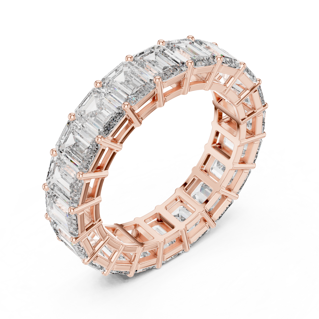 Emerald Cut Brilliant Moissanite VVS1 Eternity Band