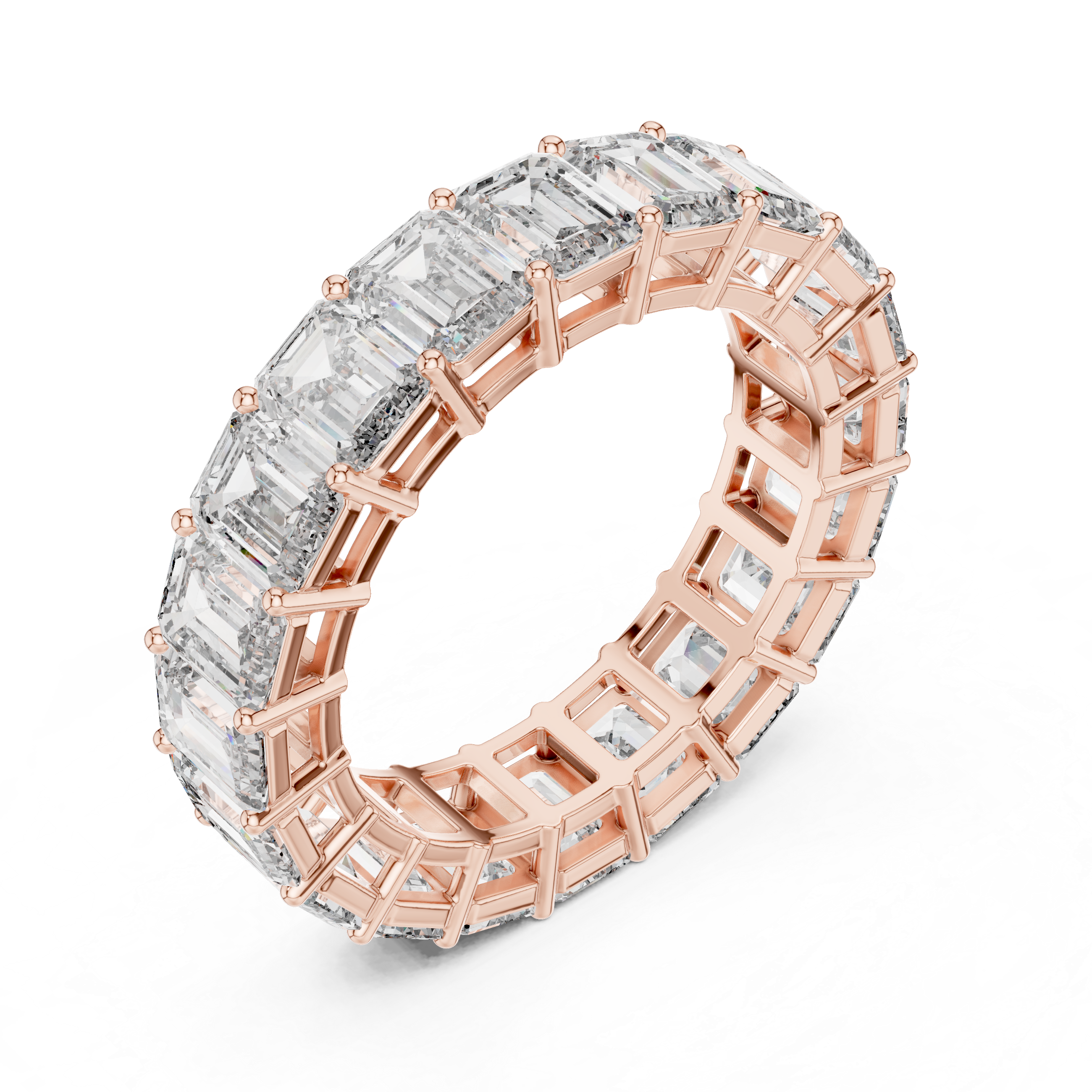 Emerald Cut Brilliant Moissanite VVS1 Eternity Band