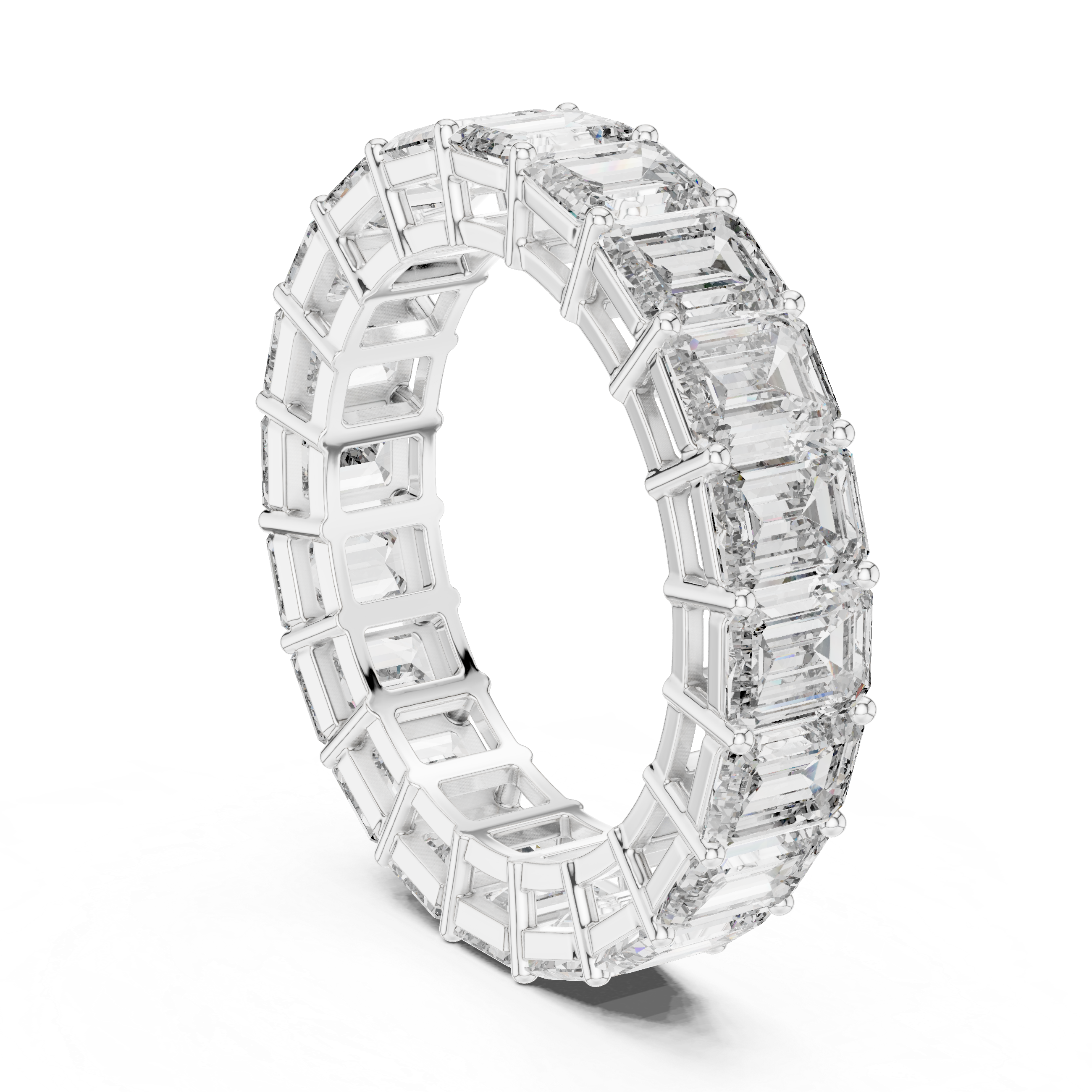 Emerald Cut Brilliant Moissanite VVS1 Eternity Band