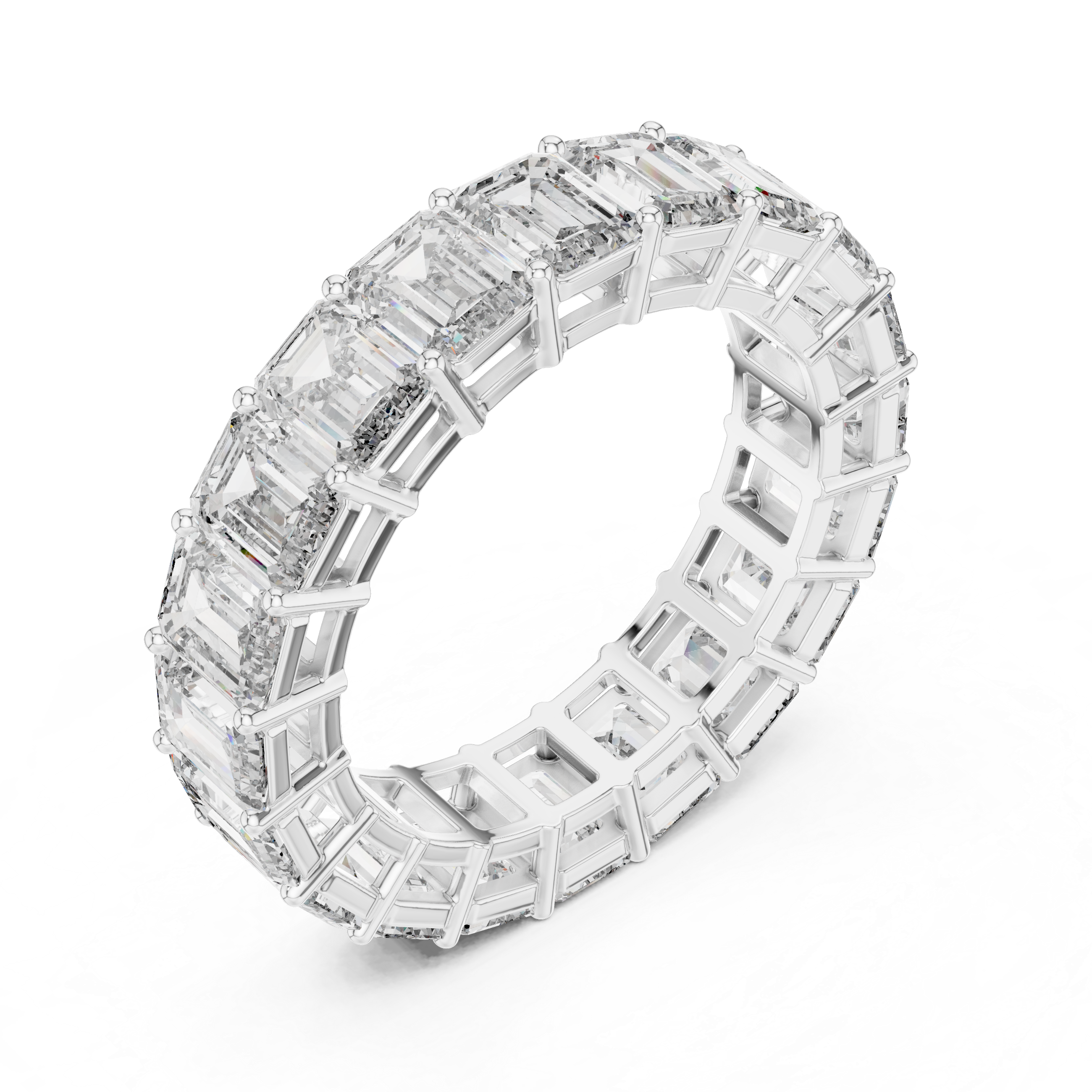 Emerald Cut Brilliant Moissanite VVS1 Eternity Band