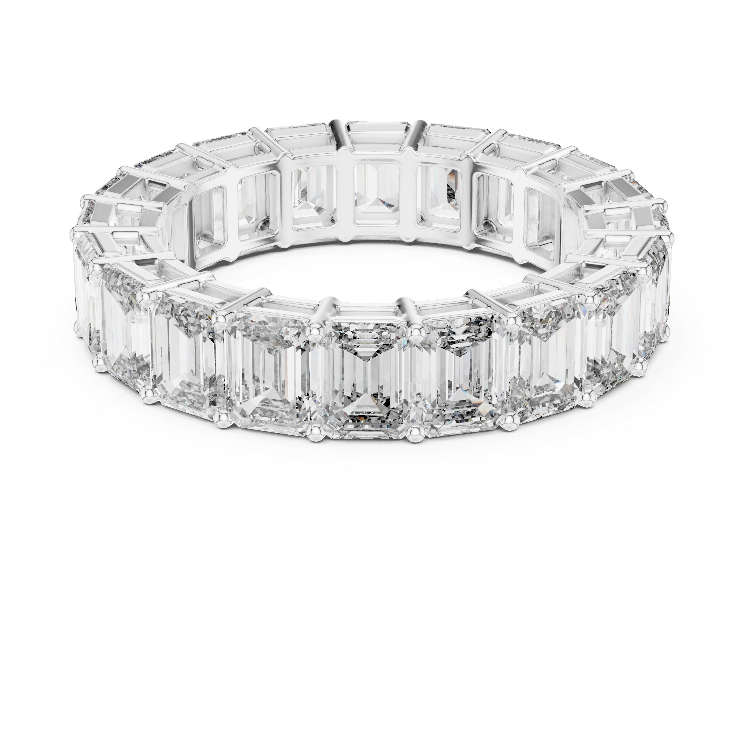 Emerald Cut Brilliant Moissanite VVS1 Eternity Band