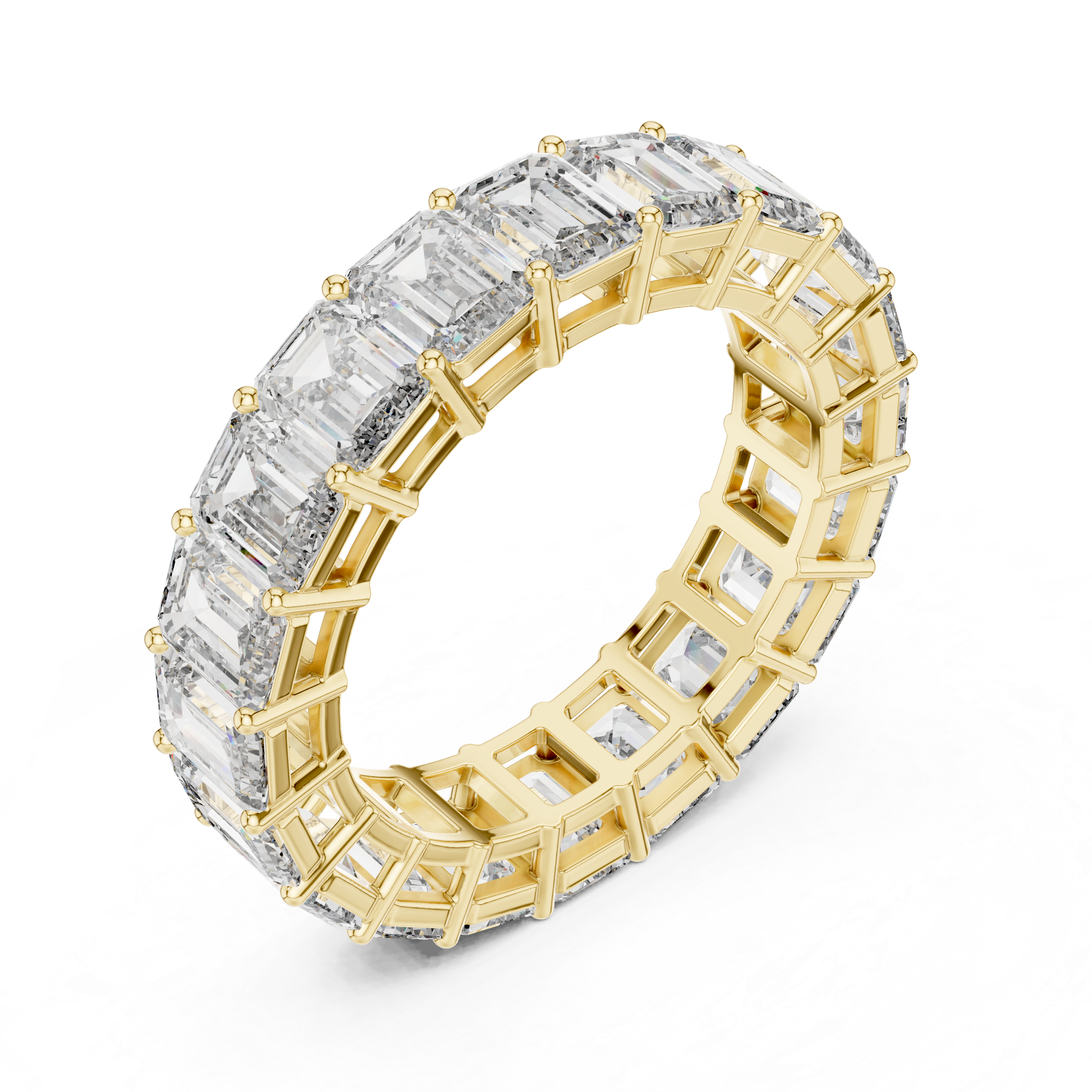 Emerald Cut Brilliant Moissanite VVS1 Eternity Band