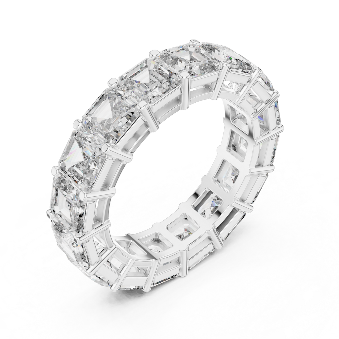 Asscher Cut Brilliant Moissanite VVS1 Eternity Band