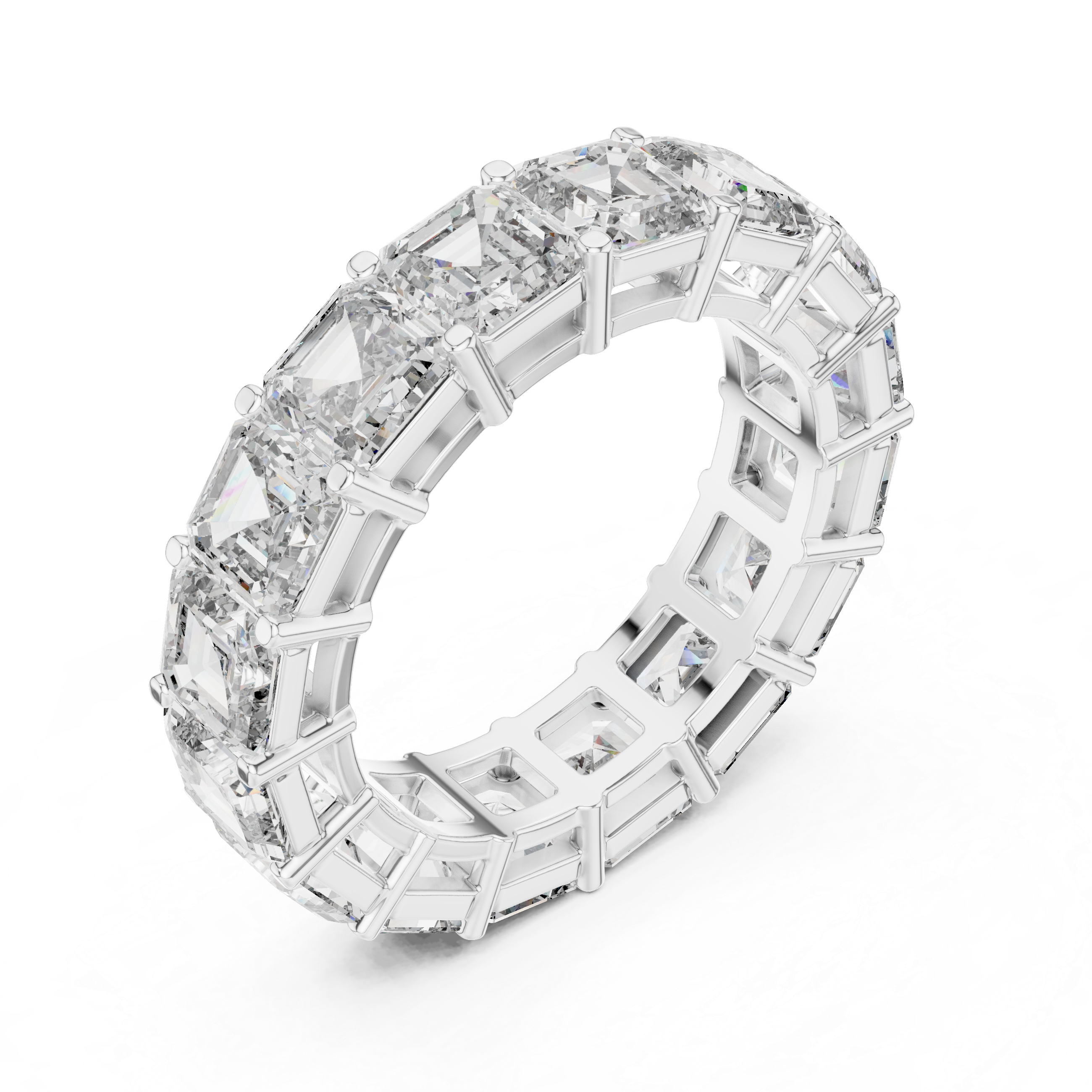 Asscher Cut Brilliant Moissanite VVS1 Eternity Band
