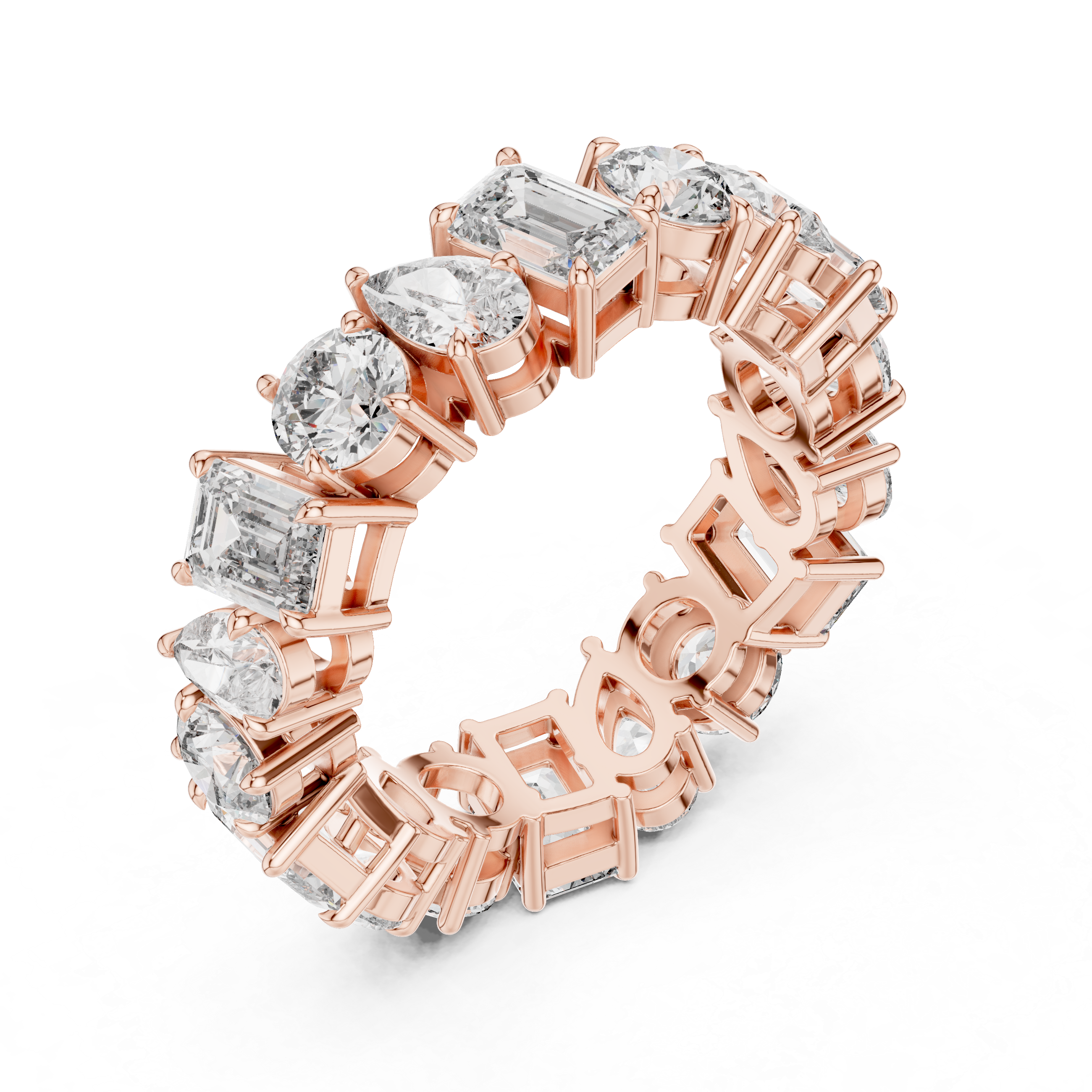 Emerald, Pear & Round Cut Brilliant Moissanite VVS1 Eternity Band