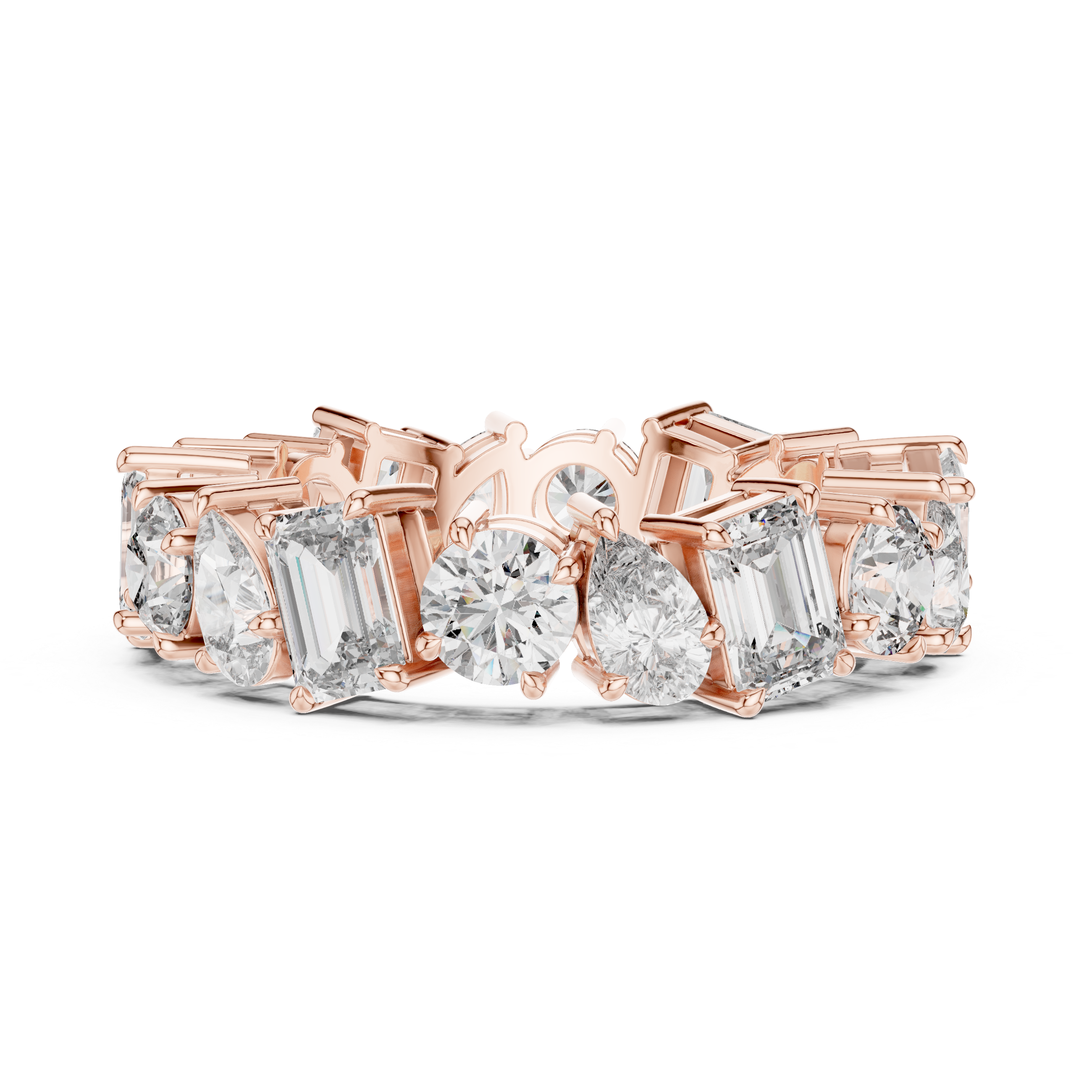 Emerald, Pear & Round Cut Brilliant Moissanite VVS1 Eternity Band