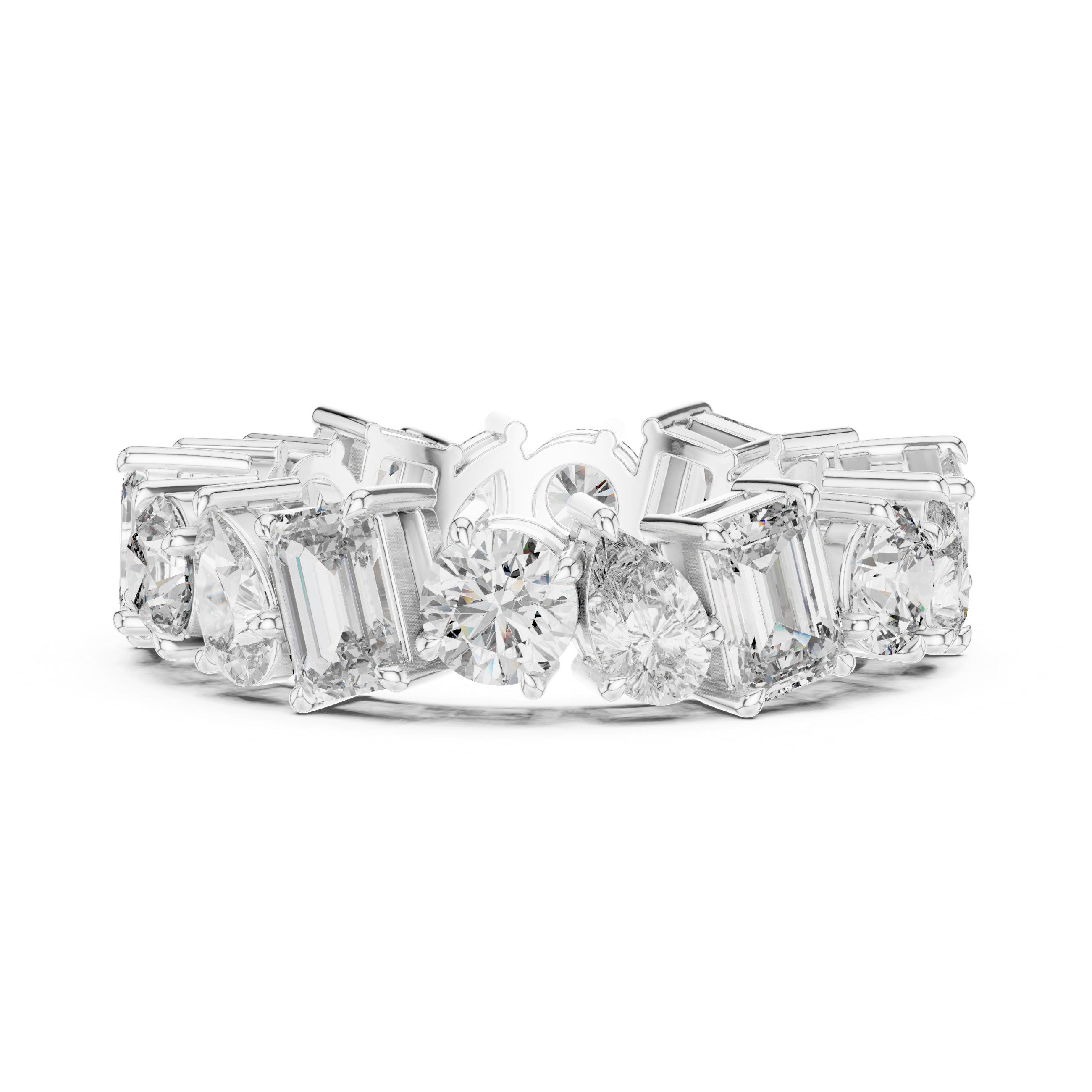 Emerald, Pear & Round Cut Brilliant Moissanite VVS1 Eternity Band