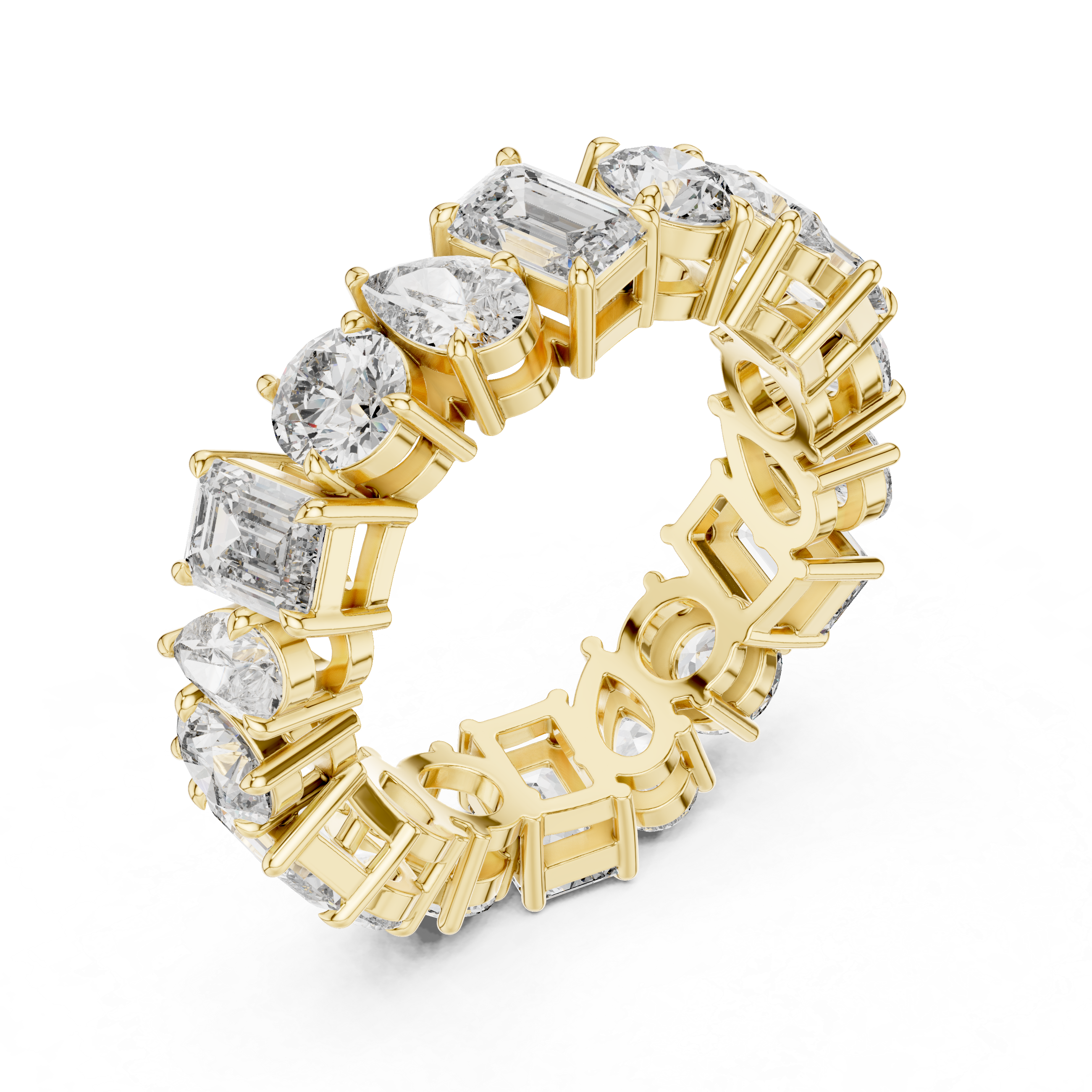 Emerald, Pear & Round Cut Brilliant Moissanite VVS1 Eternity Band