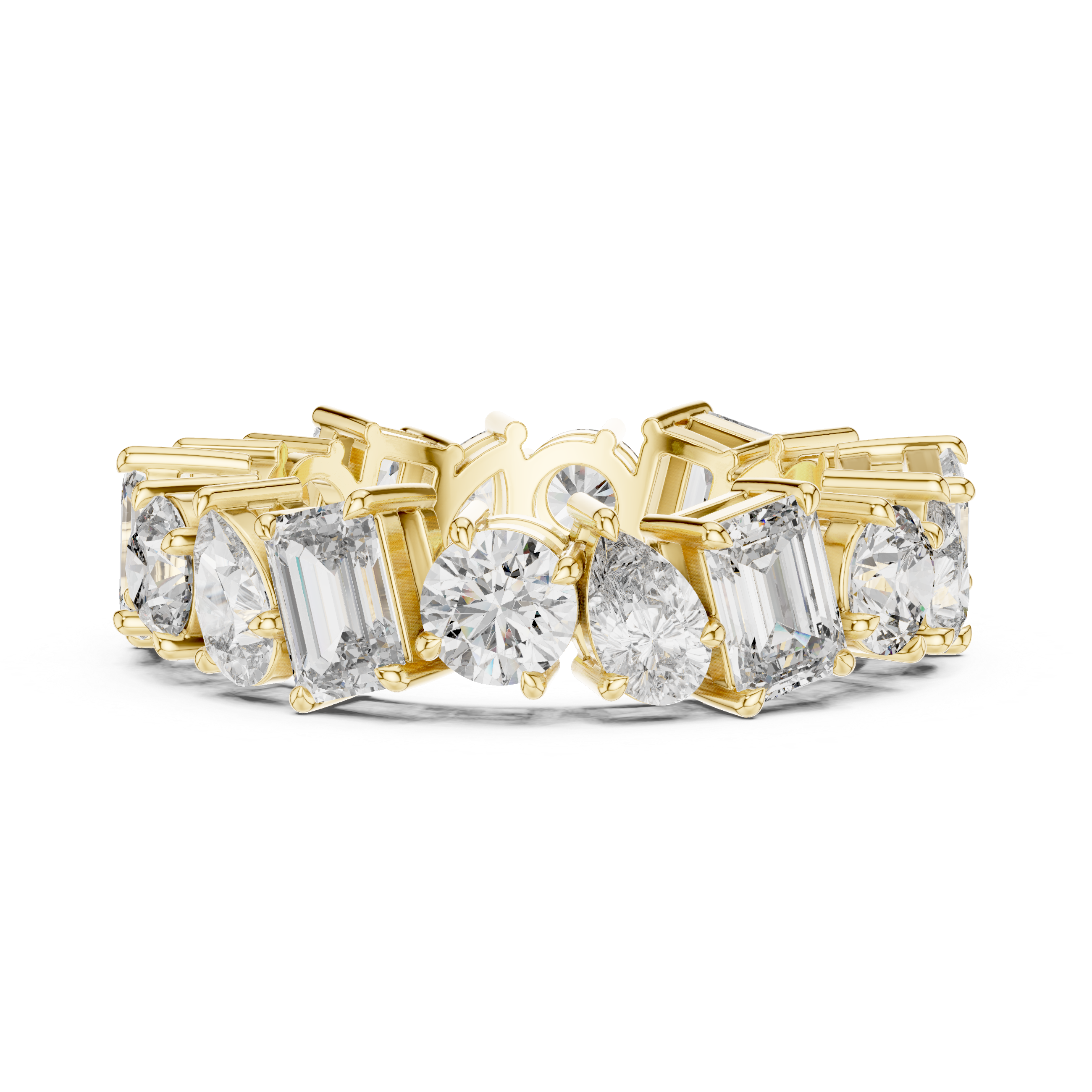 Emerald, Pear & Round Cut Brilliant Moissanite VVS1 Eternity Band