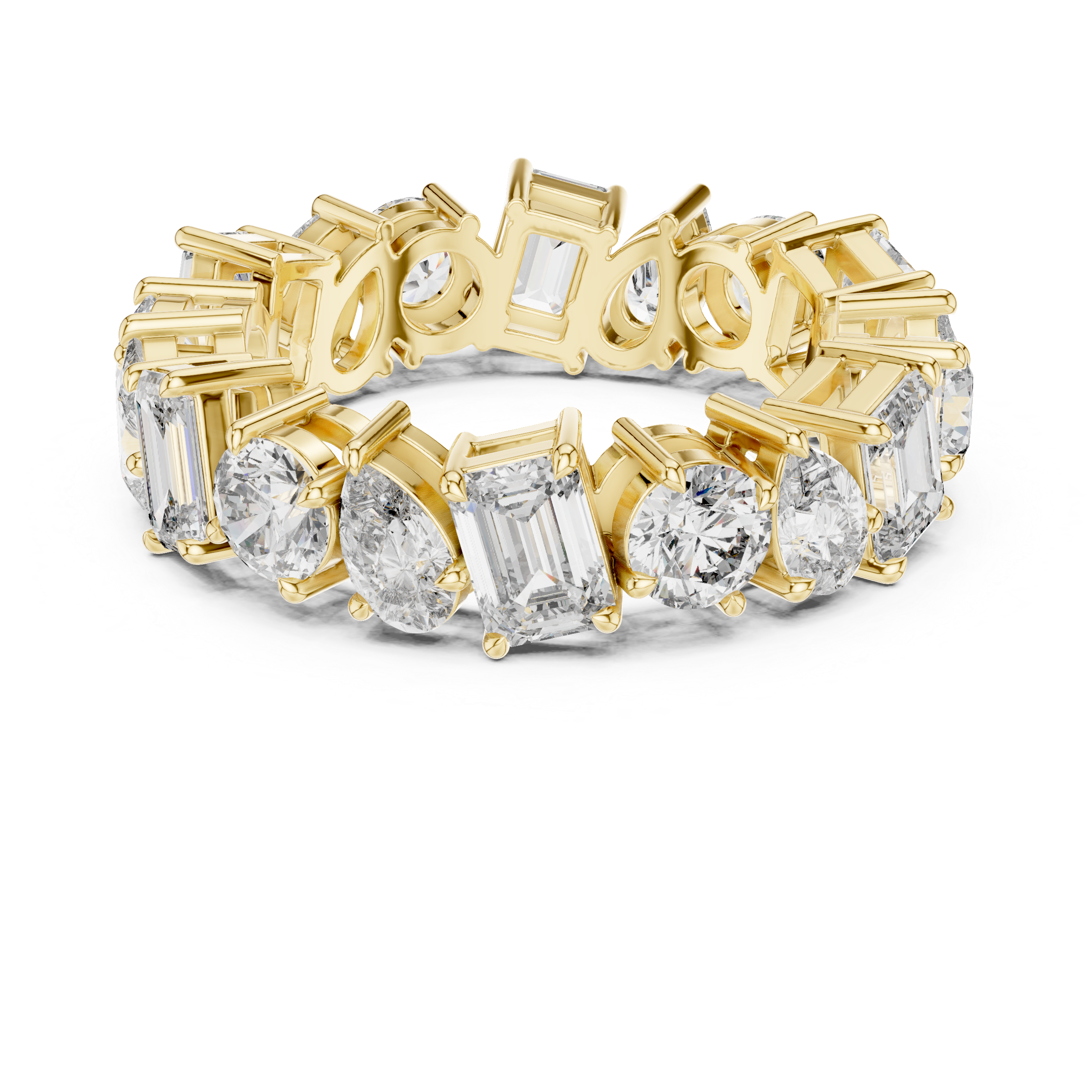 Emerald, Pear & Round Cut Brilliant Moissanite VVS1 Eternity Band