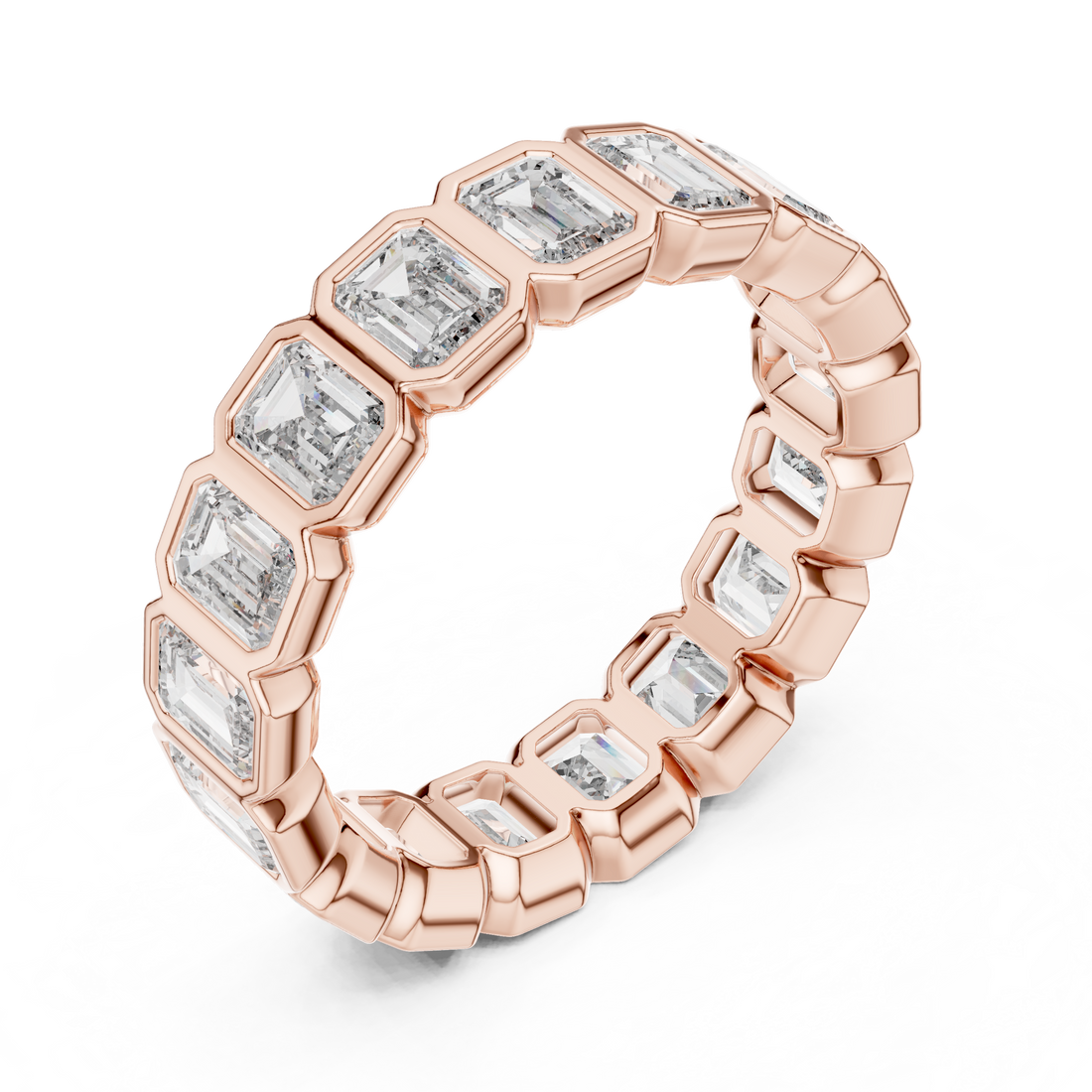 Emerald Cut Brilliant Moissanite VVS1 Eternity Band