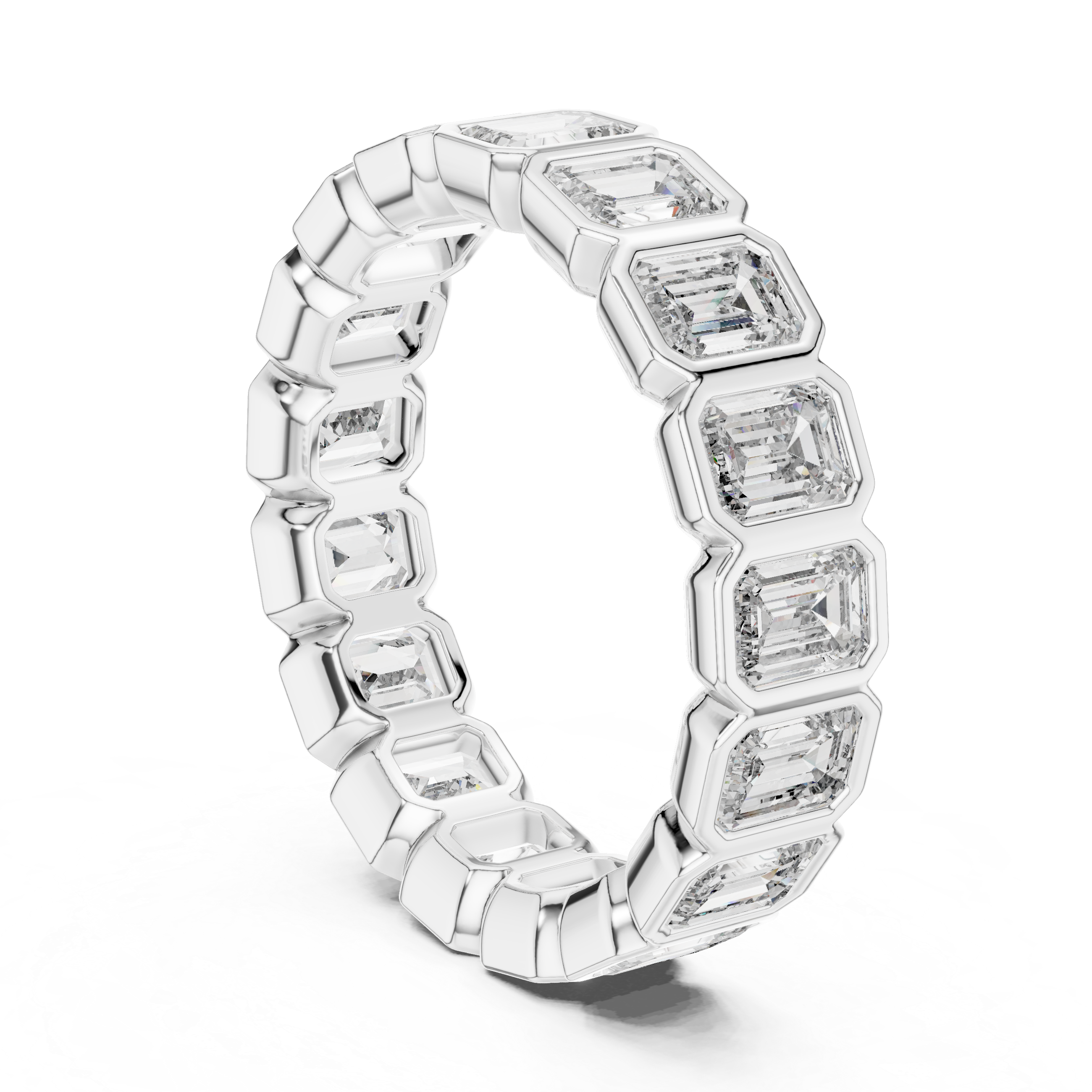 Emerald Cut Brilliant Moissanite VVS1 Eternity Band