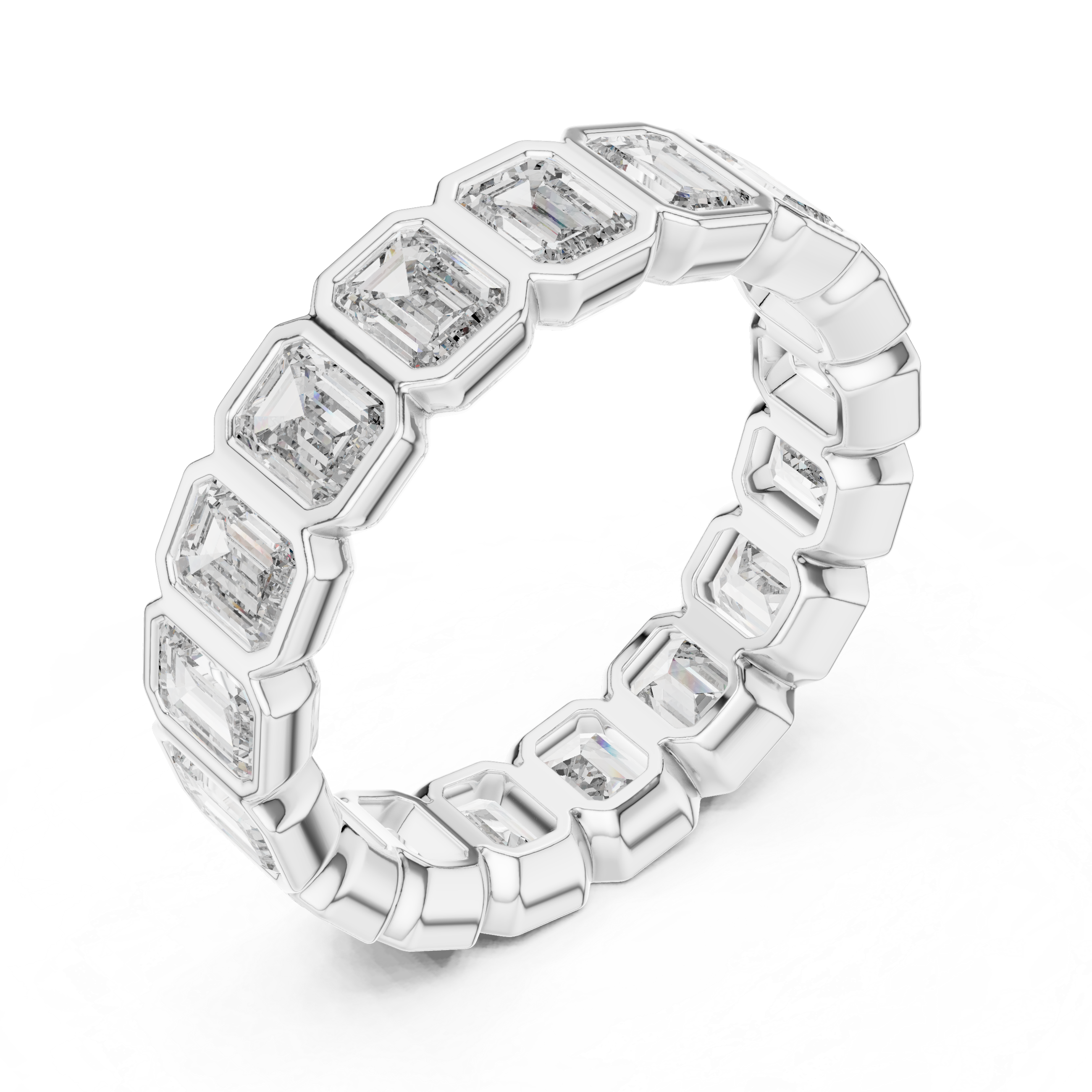 Emerald Cut Brilliant Moissanite VVS1 Eternity Band
