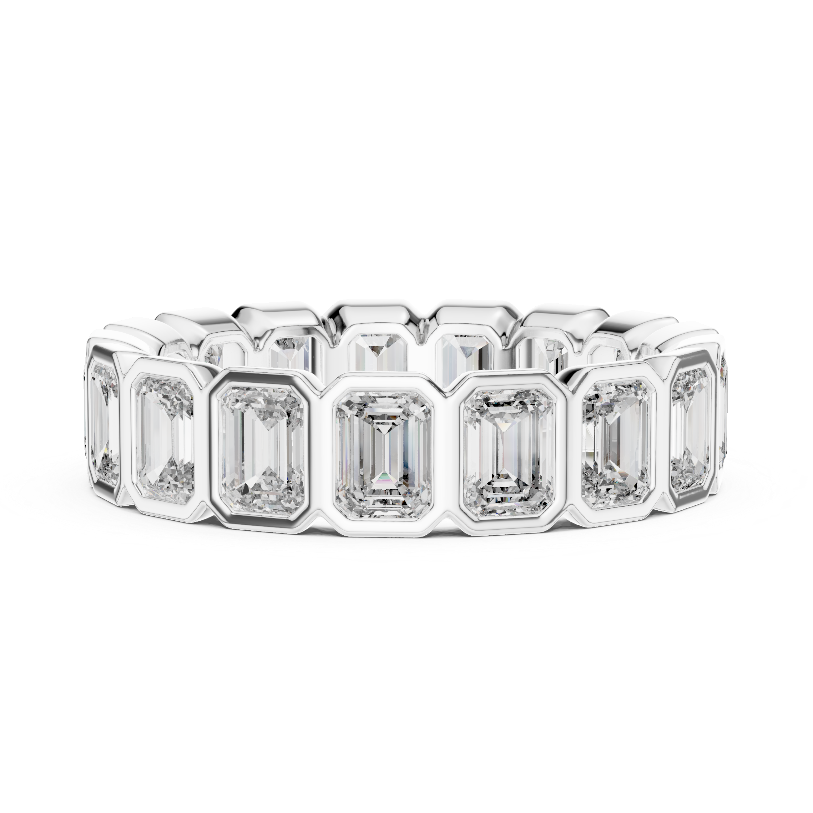 Emerald Cut Brilliant Moissanite VVS1 Eternity Band