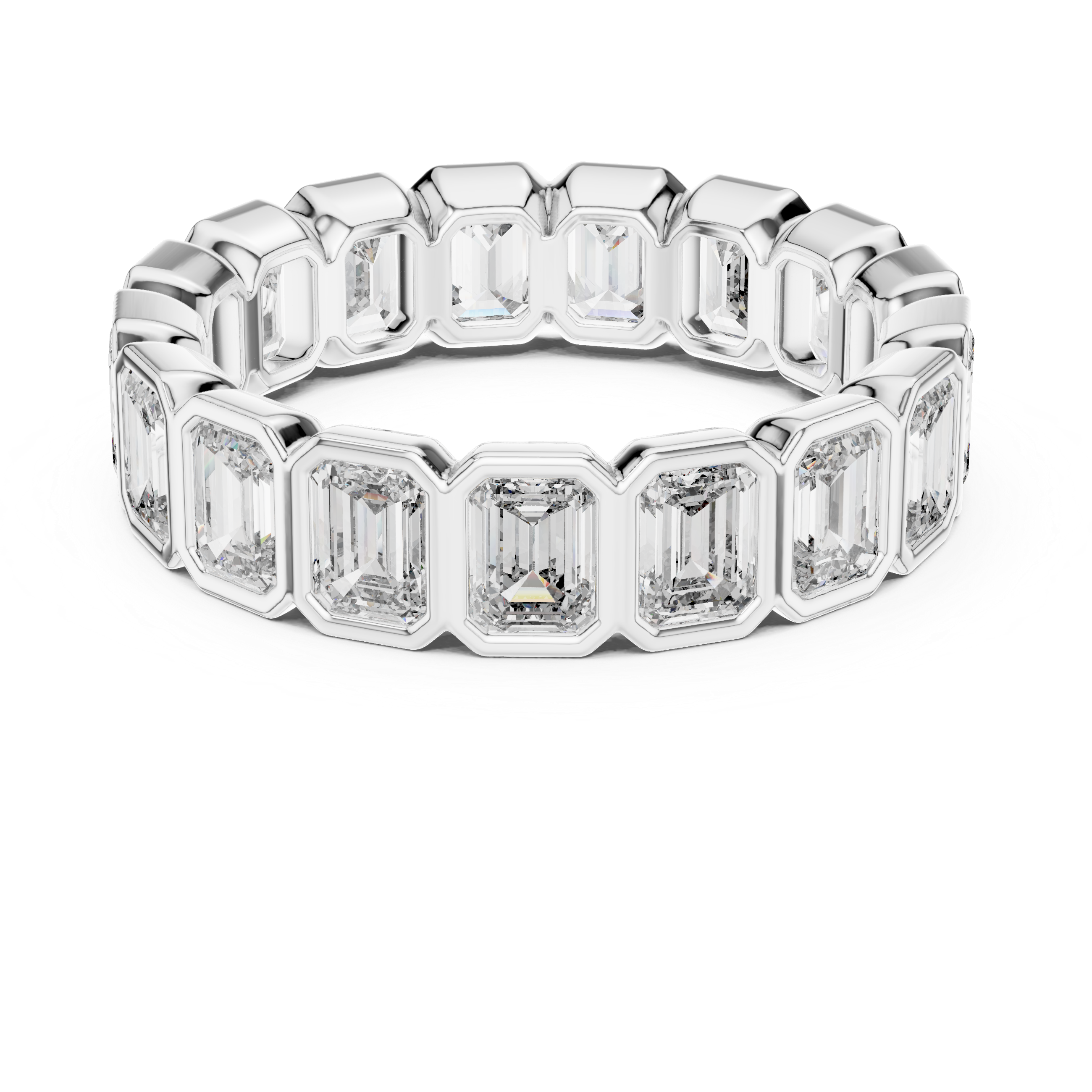 Emerald Cut Brilliant Moissanite VVS1 Eternity Band