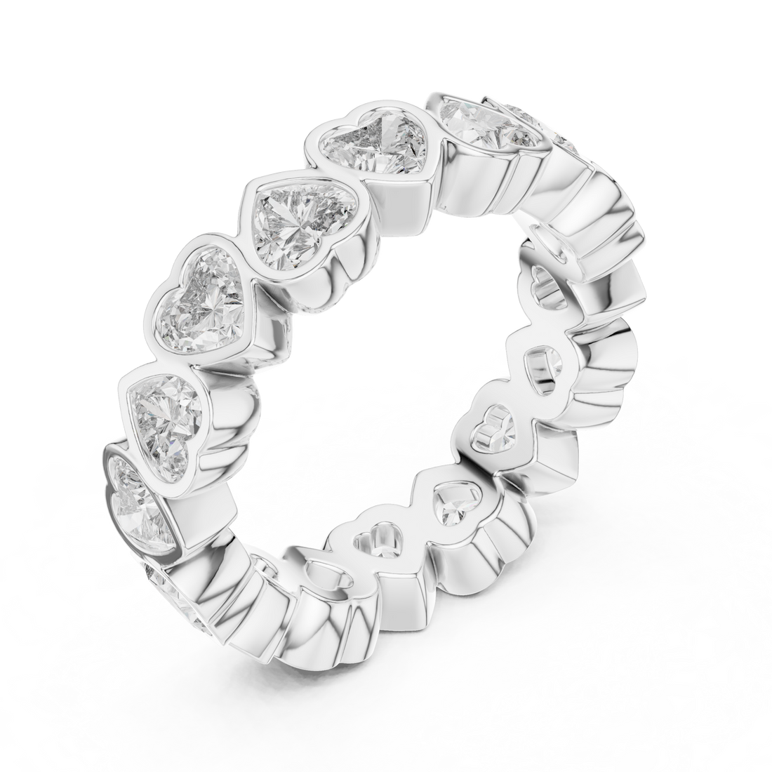 Heart Cut Brilliant Moissanite VVS1 Eternity Band