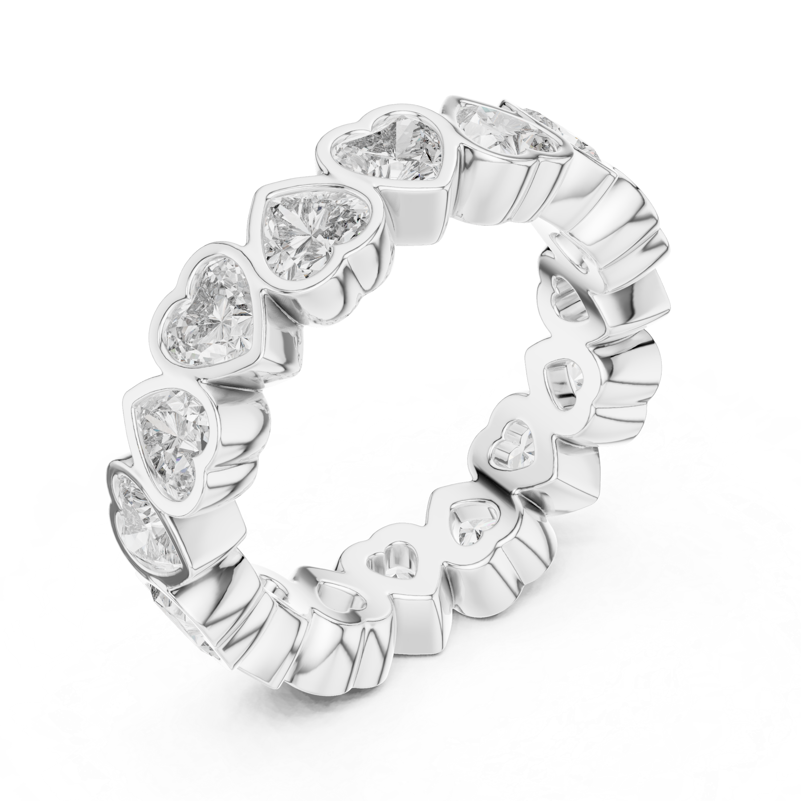 Heart Cut Brilliant Moissanite VVS1 Eternity Band