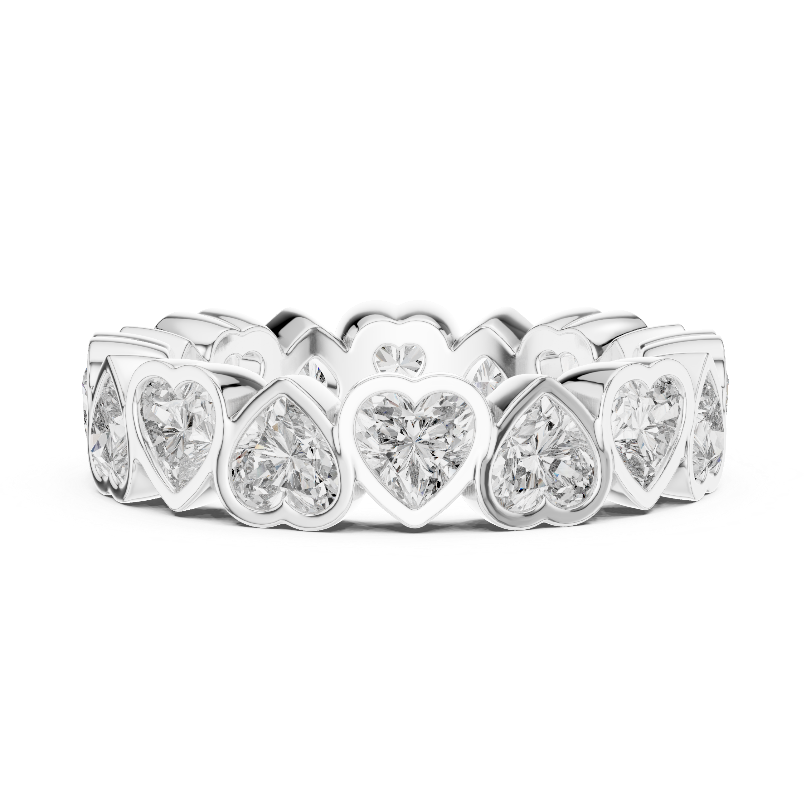 Heart Cut Brilliant Moissanite VVS1 Eternity Band