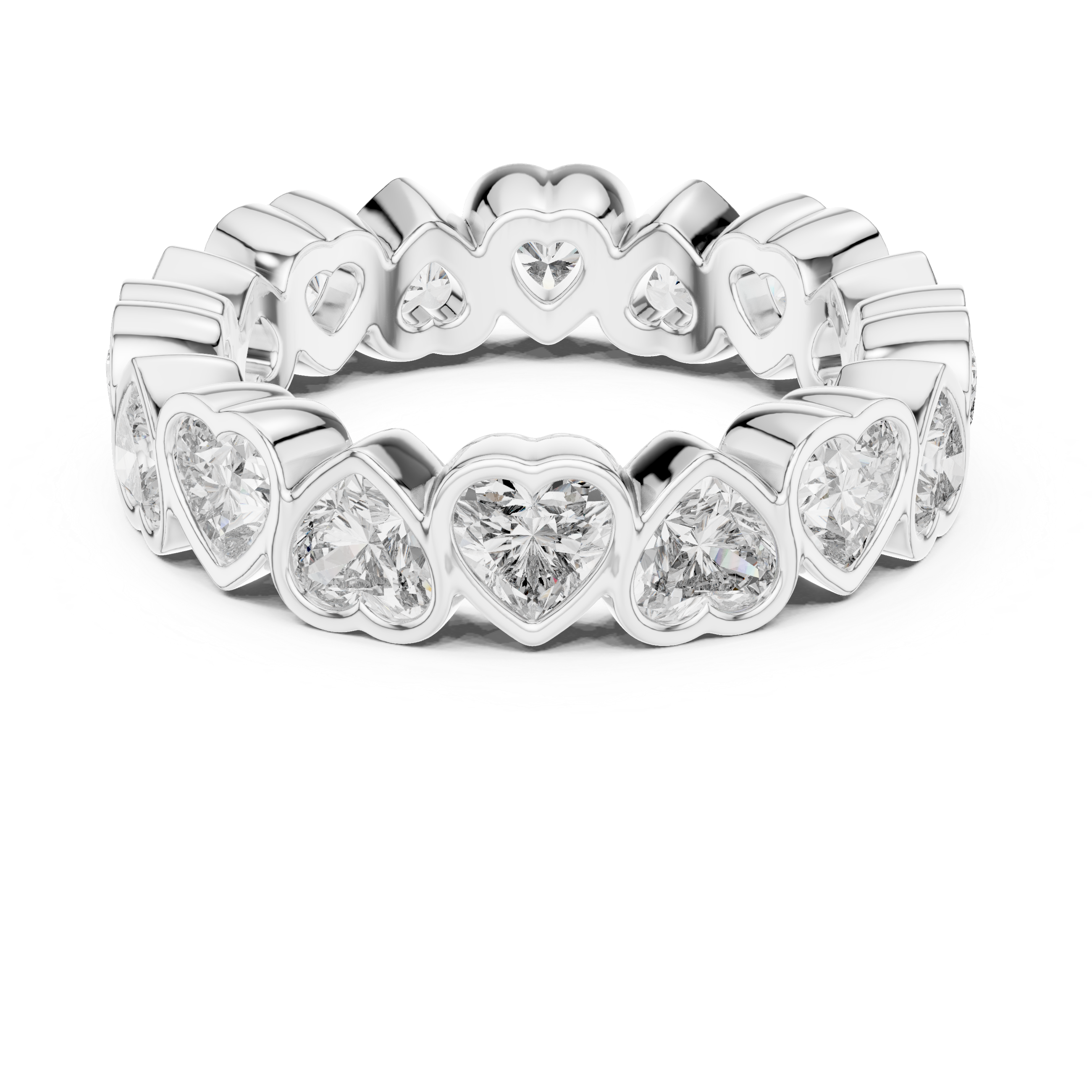 Heart Cut Brilliant Moissanite VVS1 Eternity Band