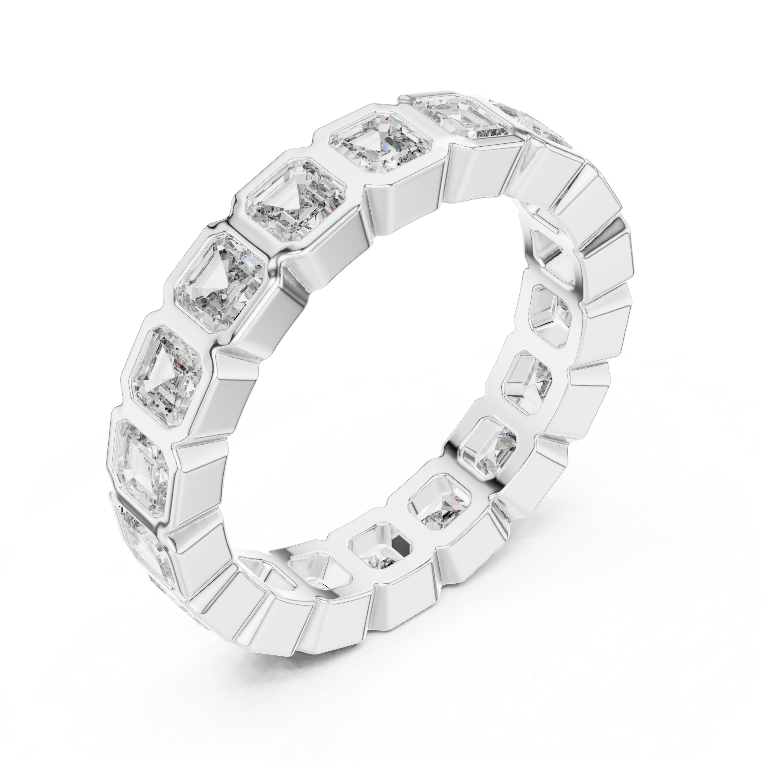 Asscher Cut Brilliant Moissanite VVS1 Eternity Band