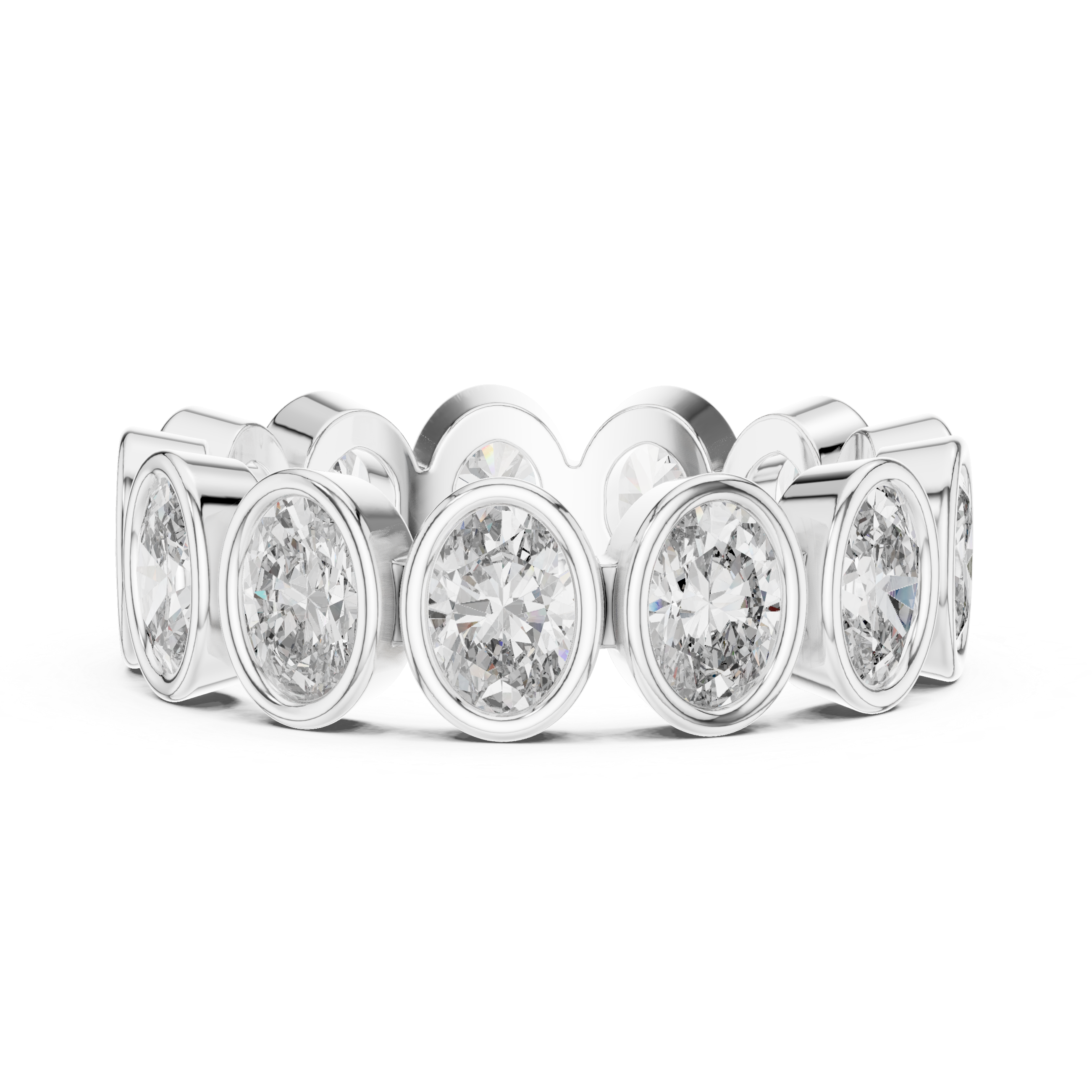 Oval Cut Brilliant Moissanite VVS1 Eternity Band