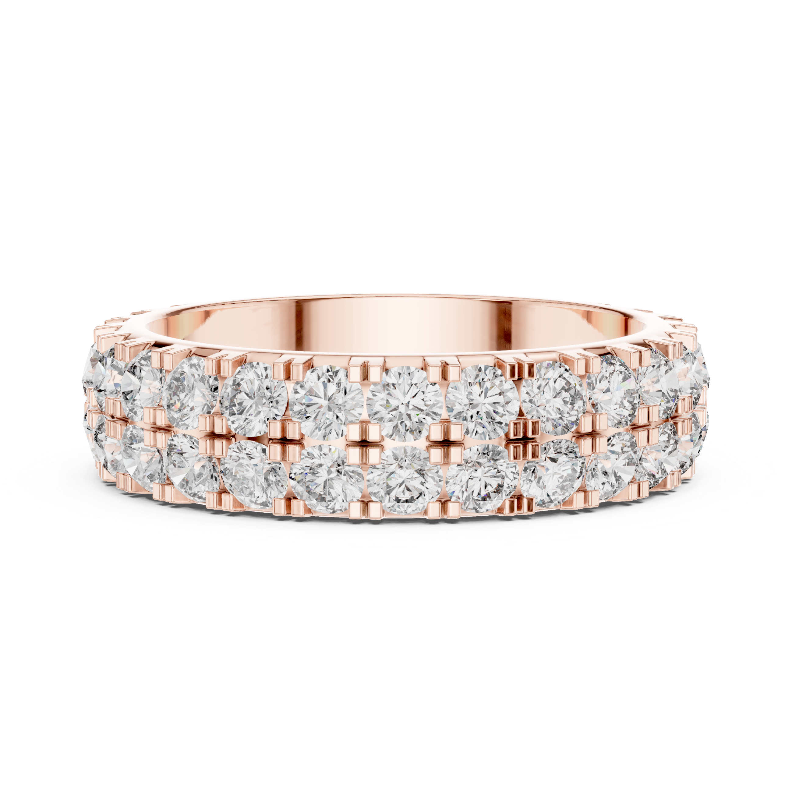 Triple Row Round Brilliant Moissanite VVS1 Eternity Band