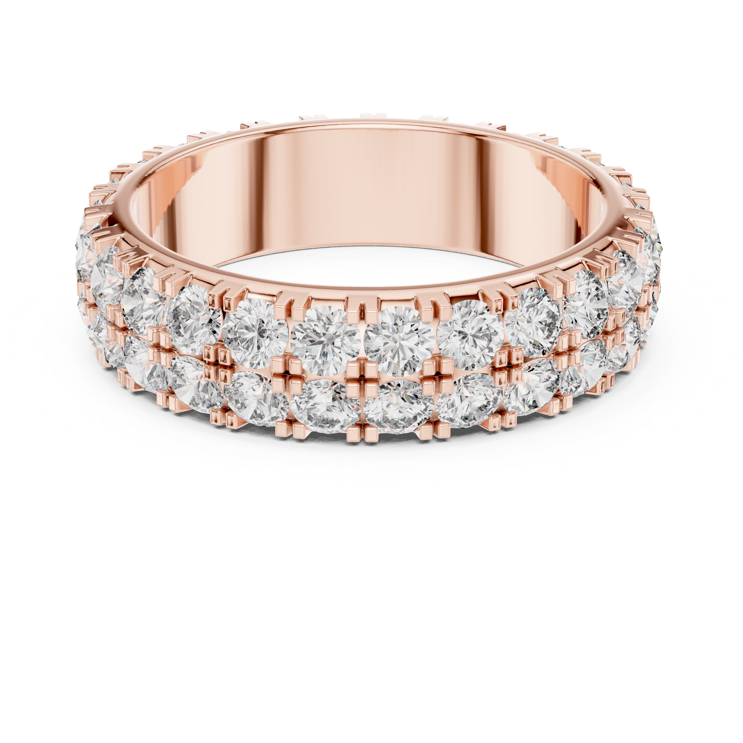 Triple Row Round Brilliant Moissanite VVS1 Eternity Band