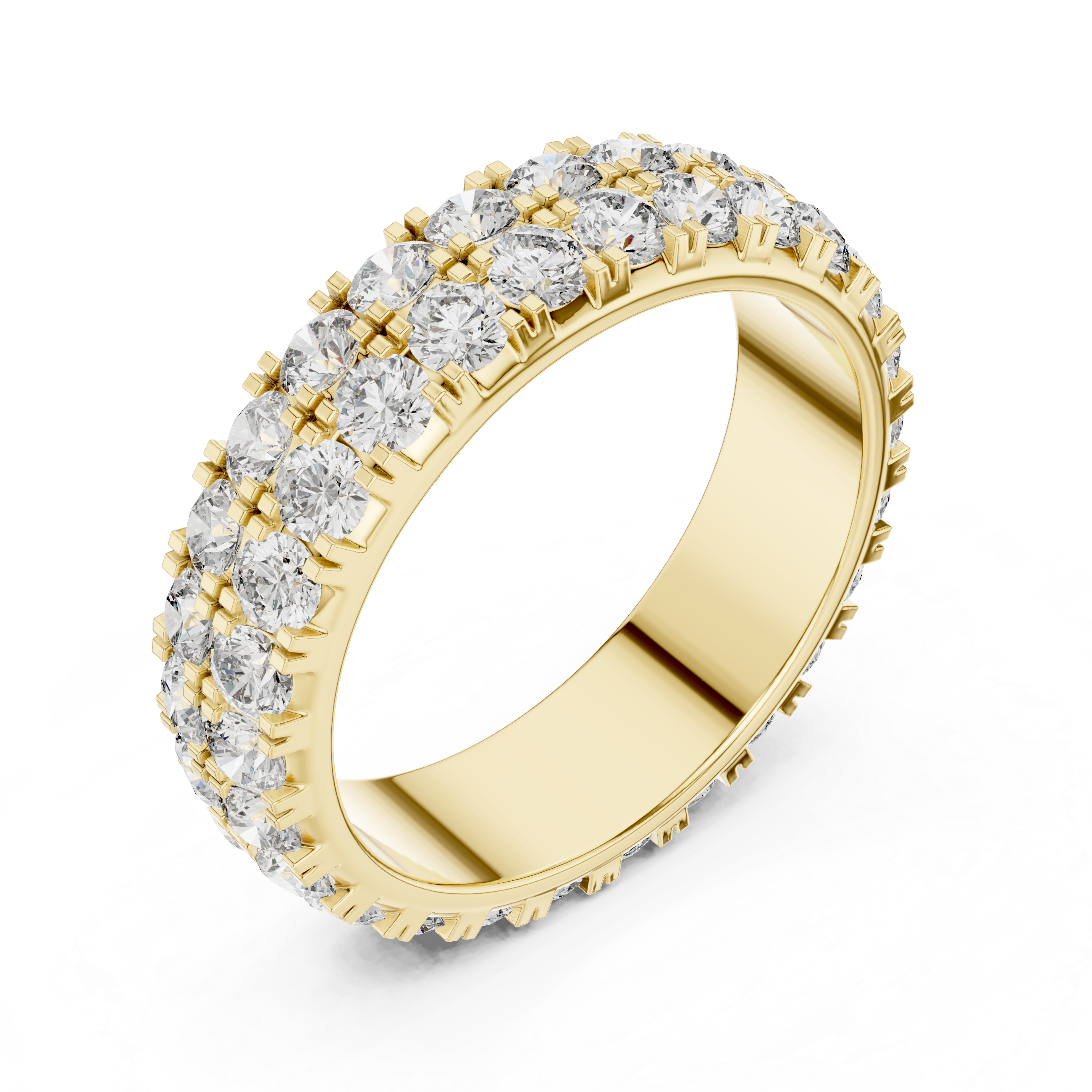 Triple Row Round Brilliant Moissanite VVS1 Eternity Band