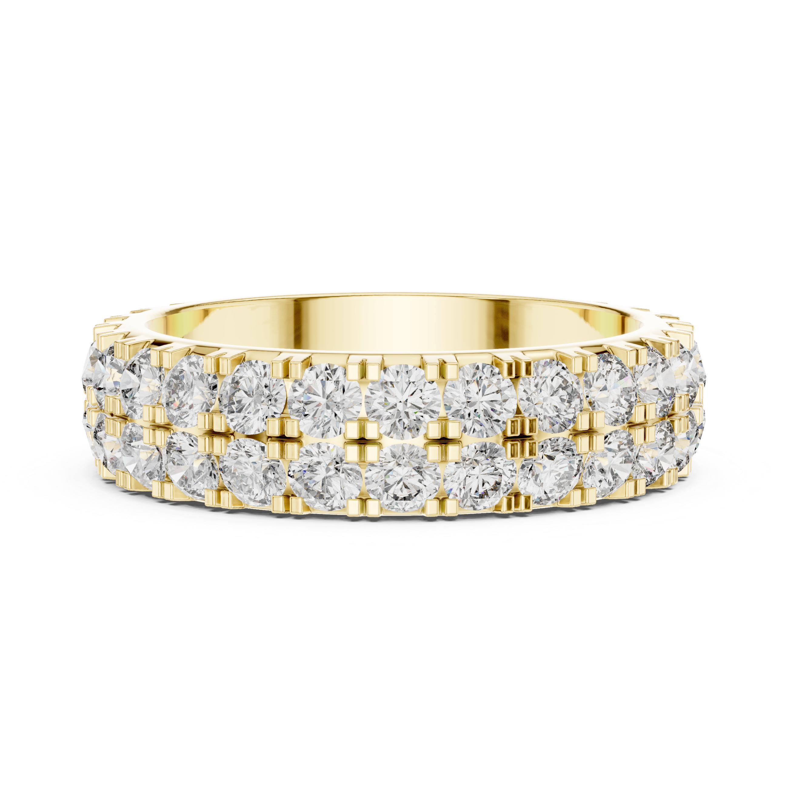 Triple Row Round Brilliant Moissanite VVS1 Eternity Band
