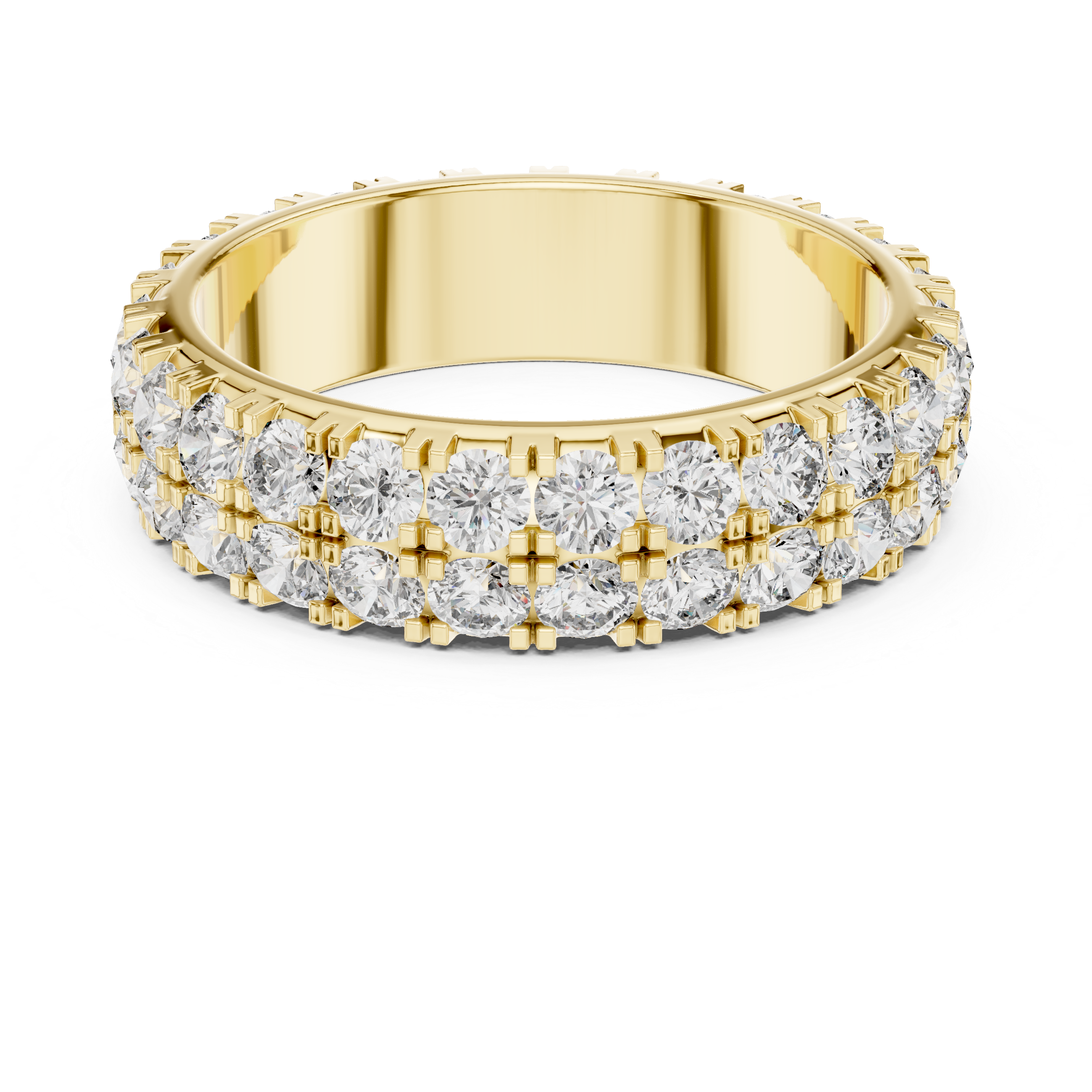 Triple Row Round Brilliant Moissanite VVS1 Eternity Band