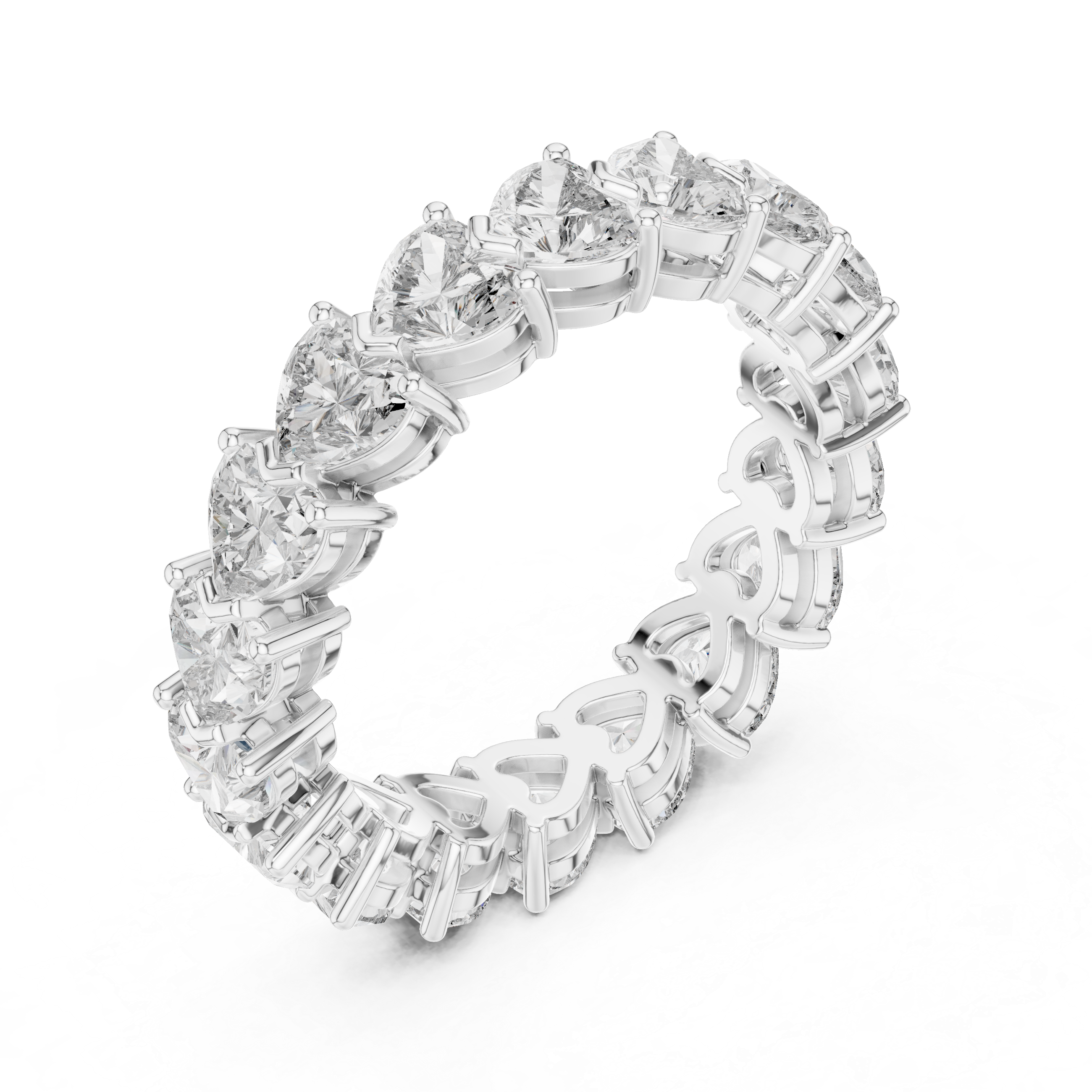 Heart Cut Moissanite VVS1 Eternity Ring