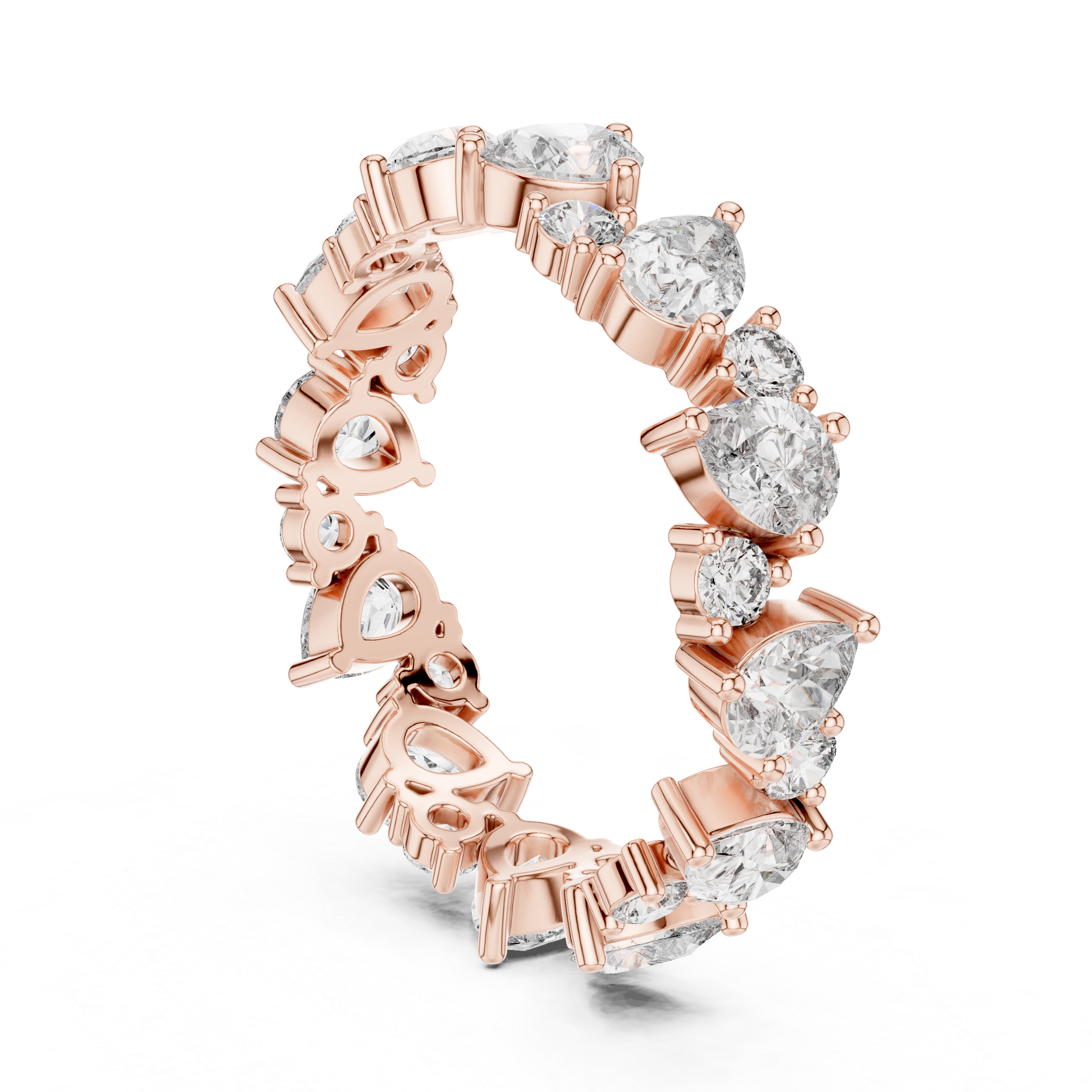 Pear Cut & Round Brilliant Moissanite VVS1 Eternity Band