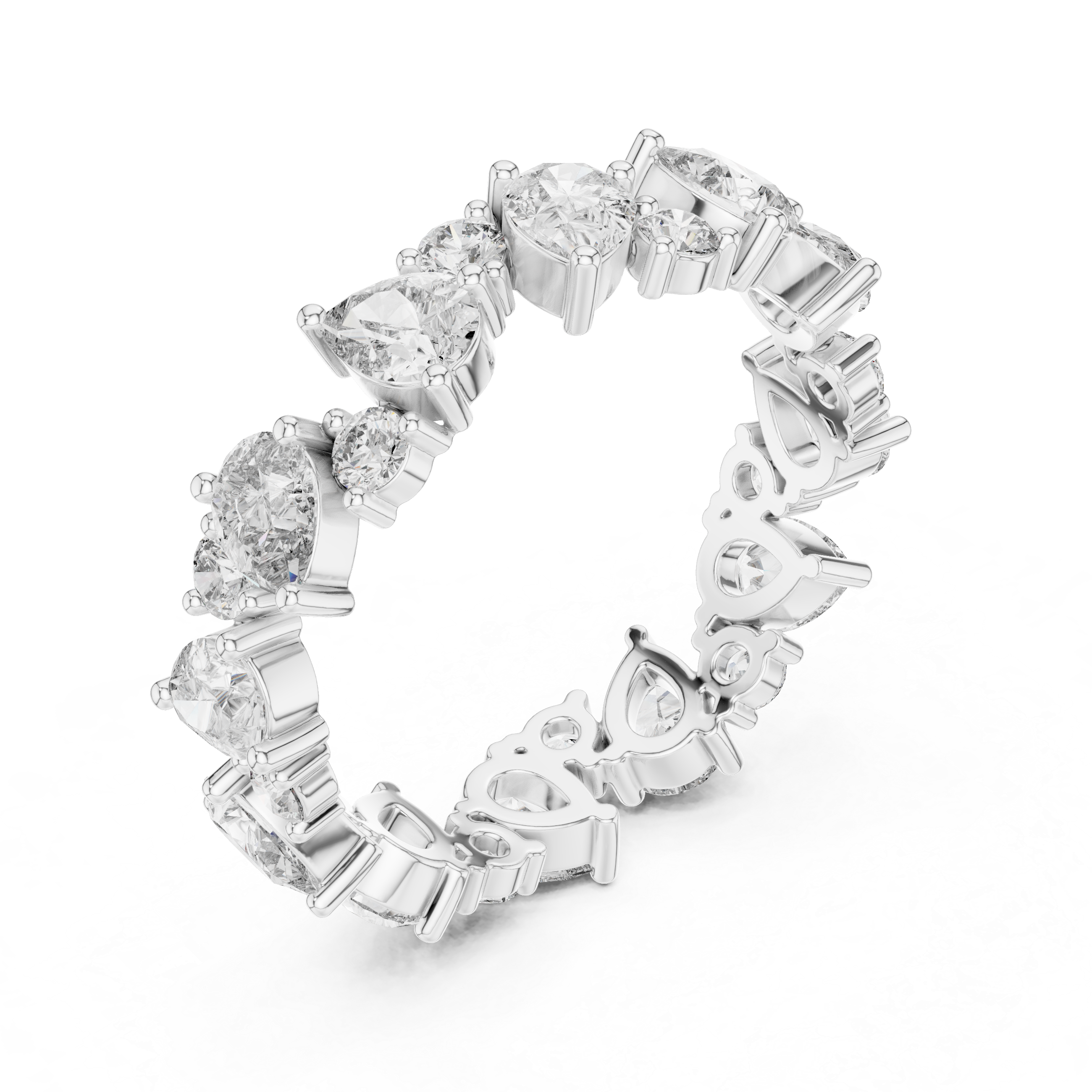 Pear Cut & Round Brilliant Moissanite VVS1 Eternity Band