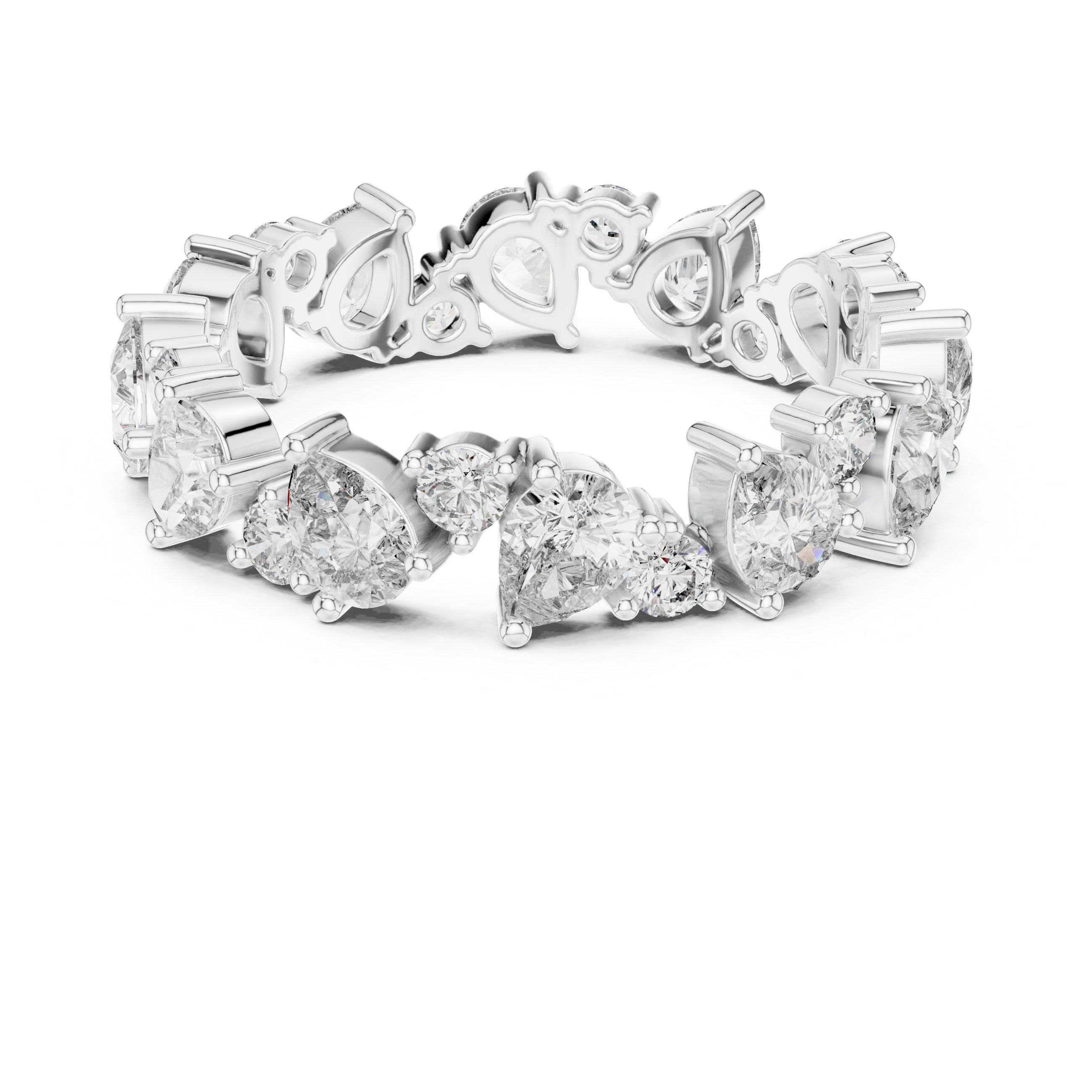 Pear Cut & Round Brilliant Moissanite VVS1 Eternity Band