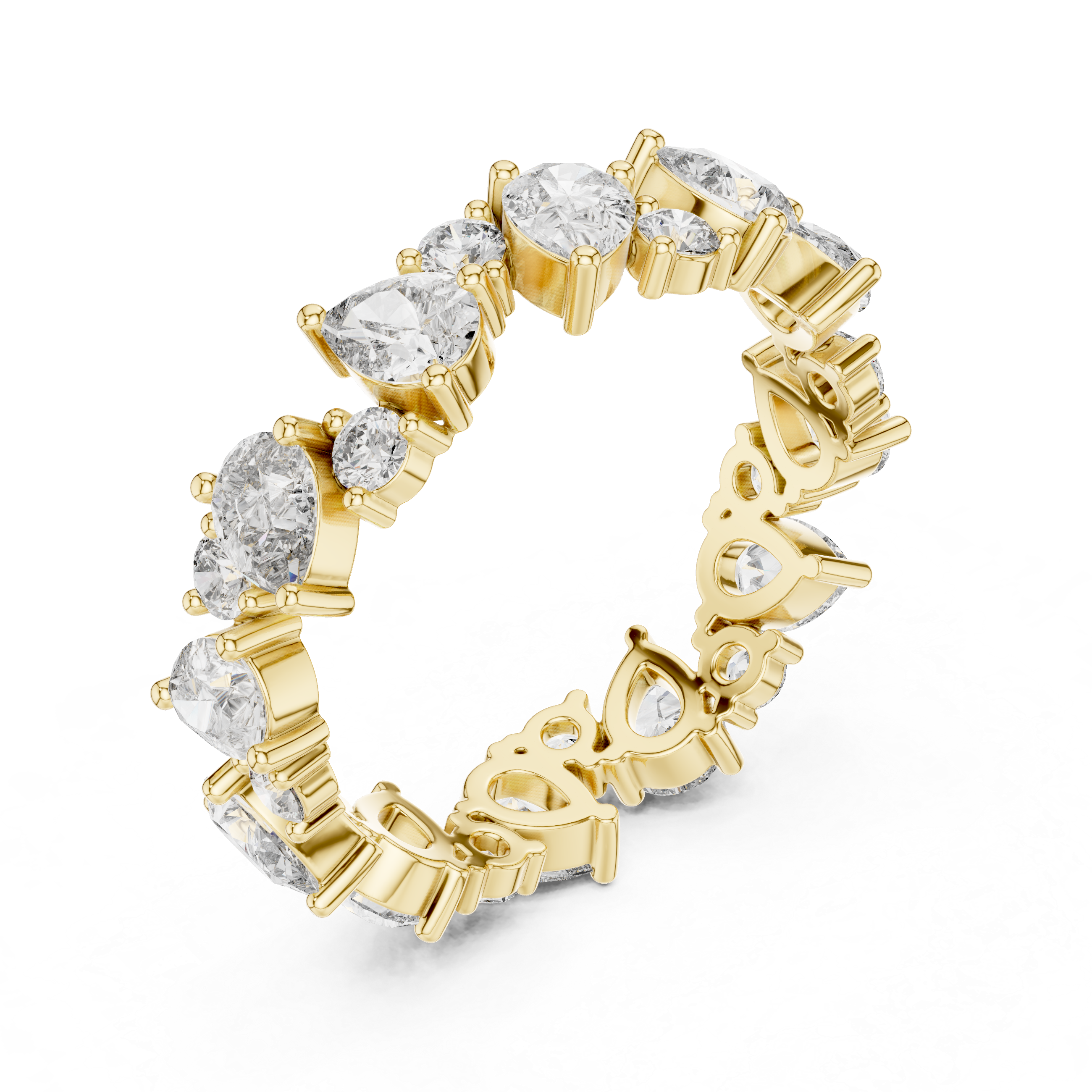 Pear Cut & Round Brilliant Moissanite VVS1 Eternity Band