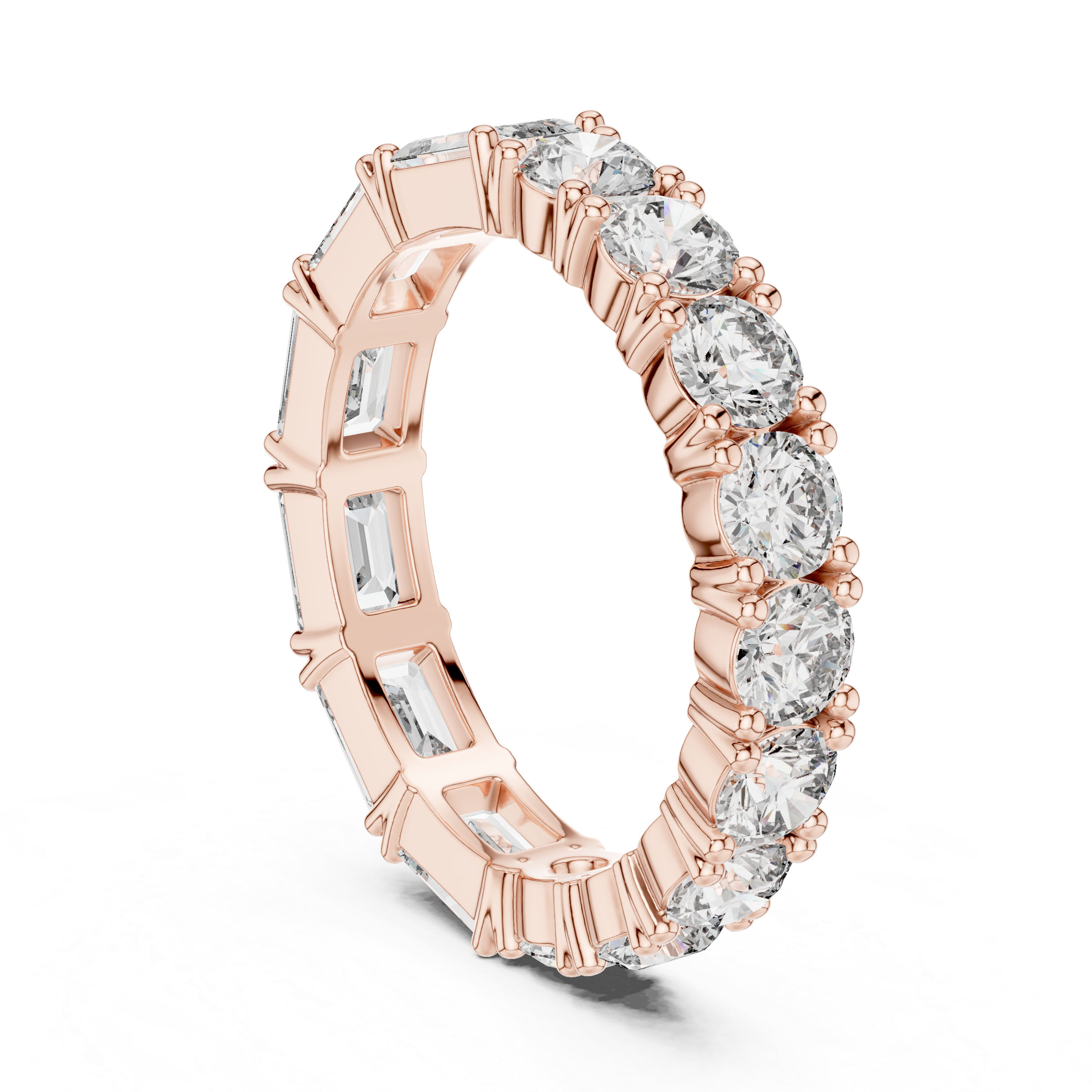 Emerald Cut & Round Brilliant Moissanite VVS1 Eternity Band